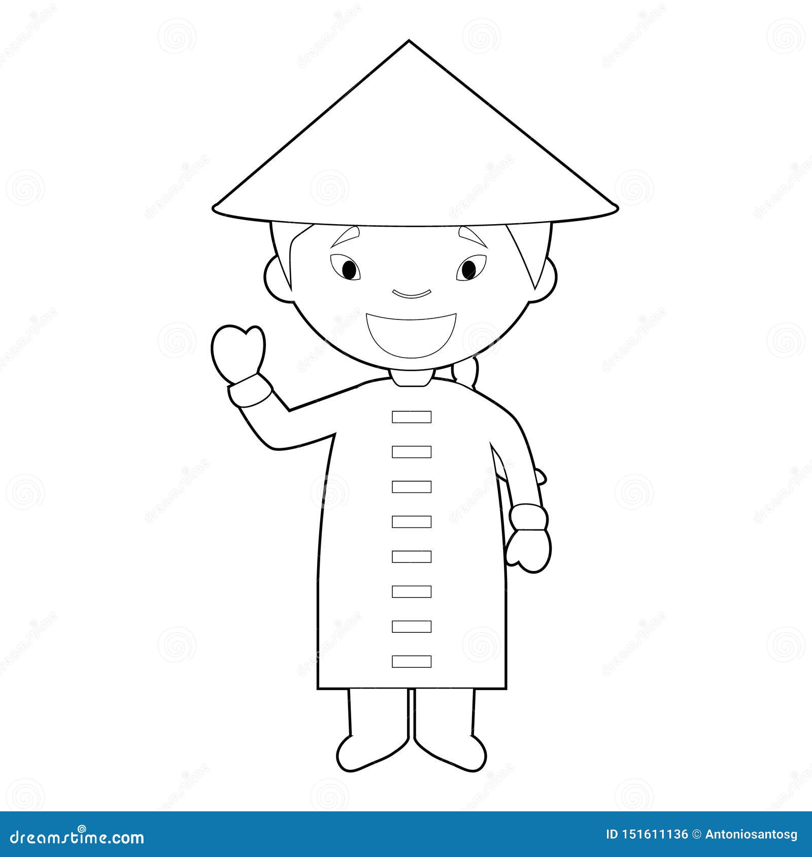 El Personaje De Dibujos Animados Que Coloreaba Fácil De China Se Vistió En  El Ejemplo Tradicional Del Vector De La Manera Ilustración del Vector -  Ilustración de cultura, desgaste: 151611136