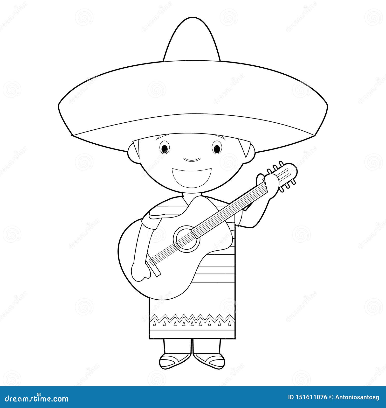 El Personaje De Dibujos Animados Que Coloreaba Fácil De México Se Vistió De  La Manera Tradicional Del Cantante Del Mariachi Con L Ilustración del  Vector - Ilustración de cultura, cabritos: 151611076