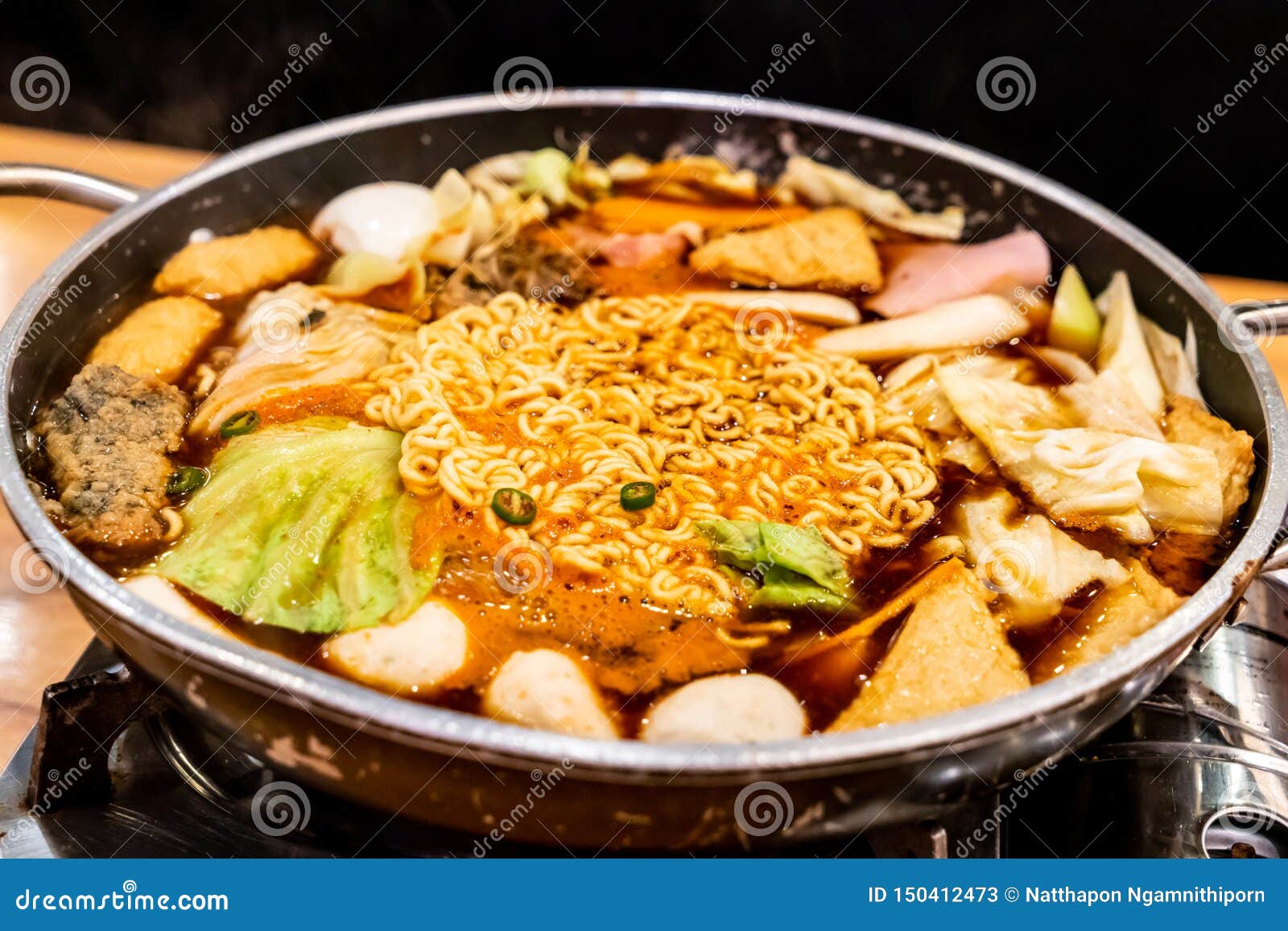Korean Hot Pot Budae Jjigae is Korean Fusion Food Incorporates American