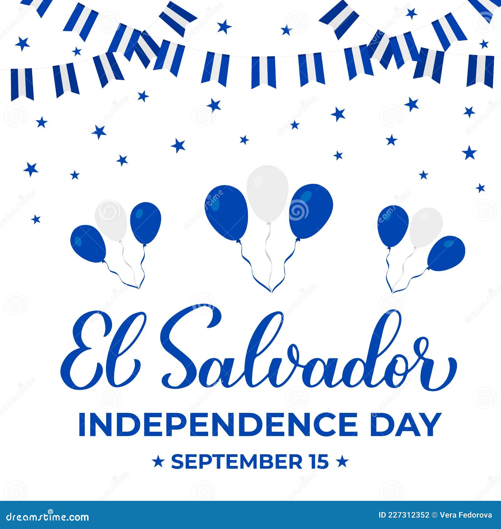 El Salvador Independence Day Typography Poster. National Holiday ...