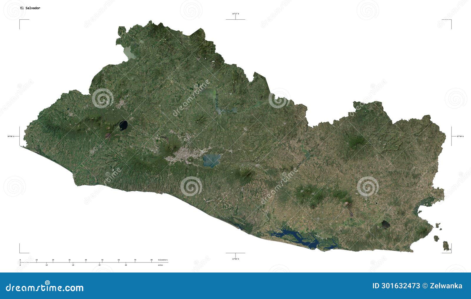 el salvador  on white. low-res satellite