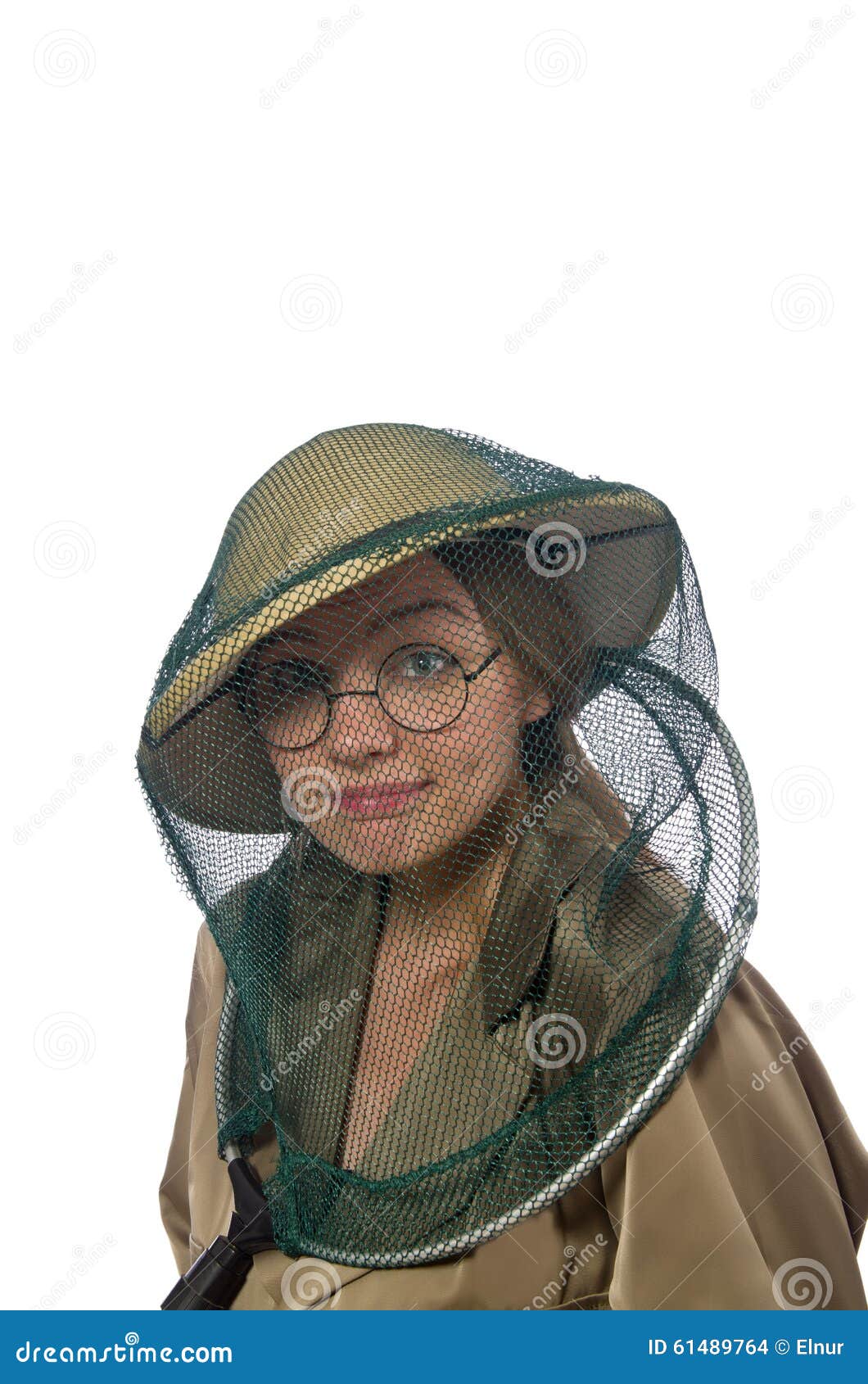 El Sombrero Del Safari De La Mujer Que En Blanco Foto de archivo - Imagen de cubo: 61489764