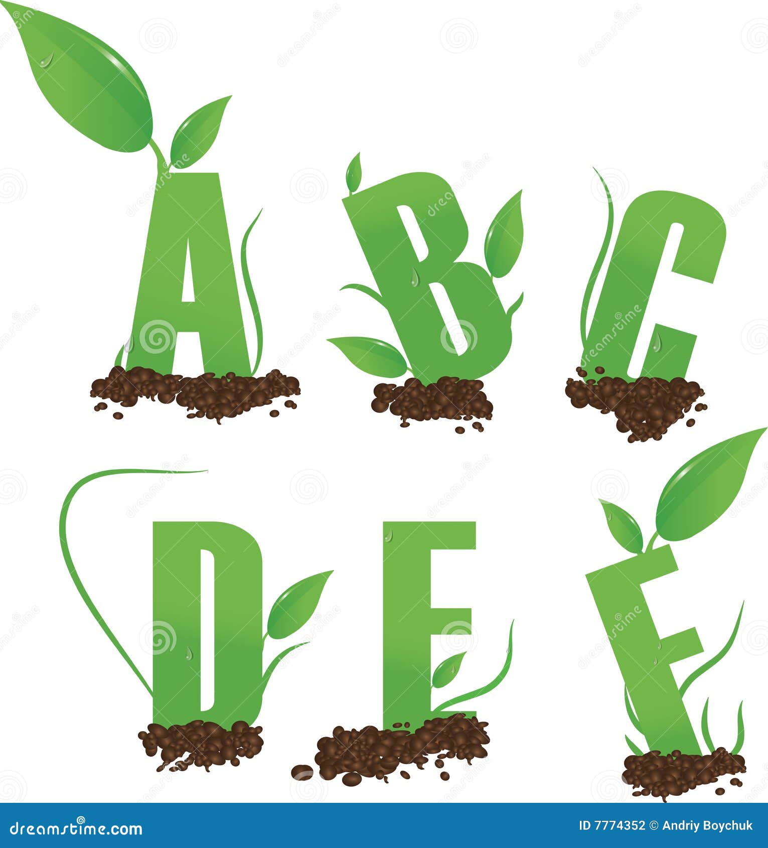 El Verde Pone Letras A Un B C D E F Ilustración Del Vector