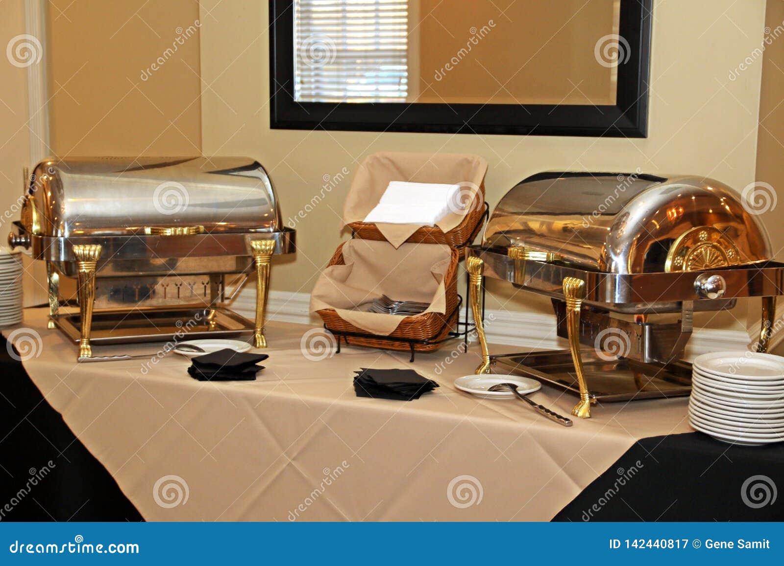 The Serving Trays with the Food is Ready for the Guests. Stock Image