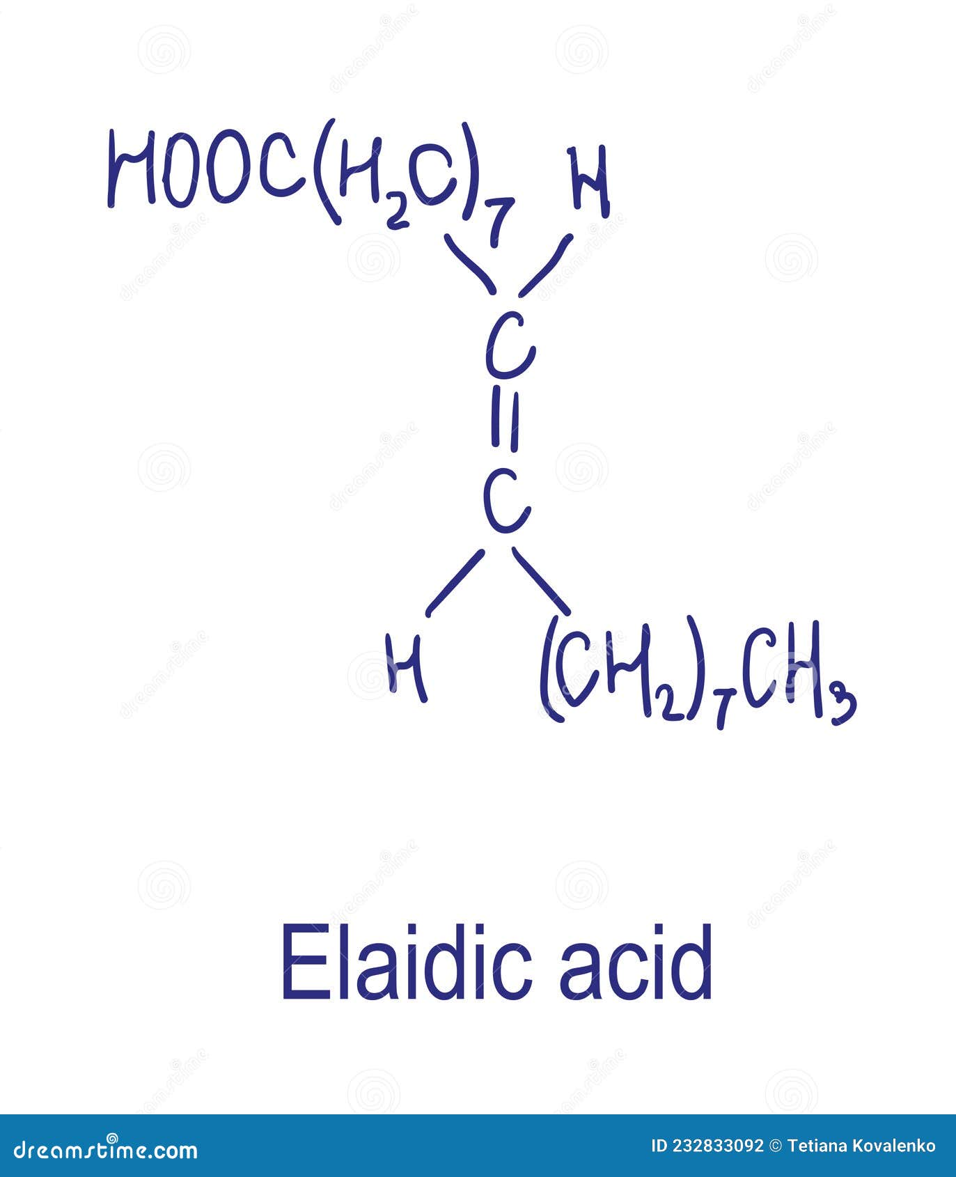 Elaidic Acid Molecule. The Main Trans Fat Found In Hydrogenated