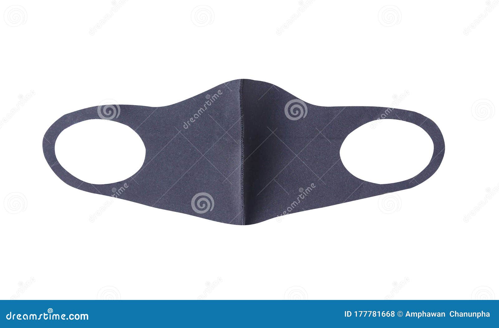 Elastic Black Fabric Mask Isolated on White Background and Clipping