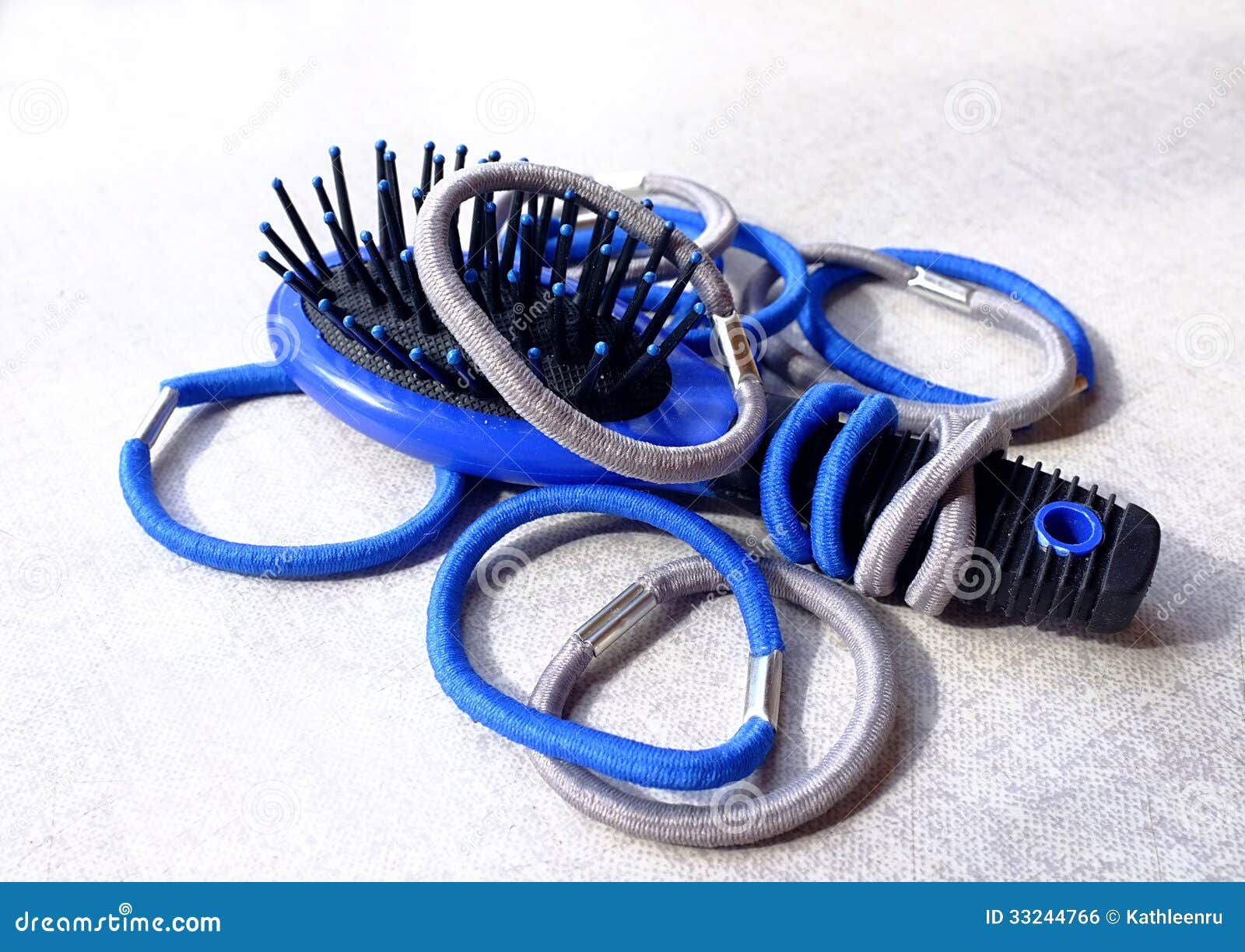 Elastic Hair Bands And A Hair Brush Stock Photo - Image of 