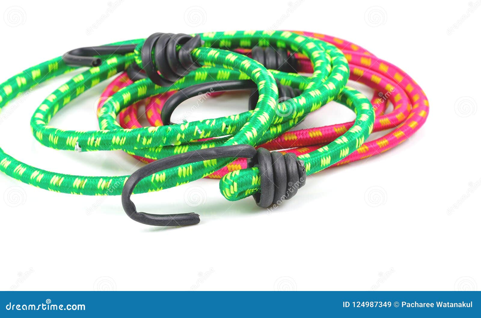 Elastic Round Rope with Hooks on White Stock Image Image of object