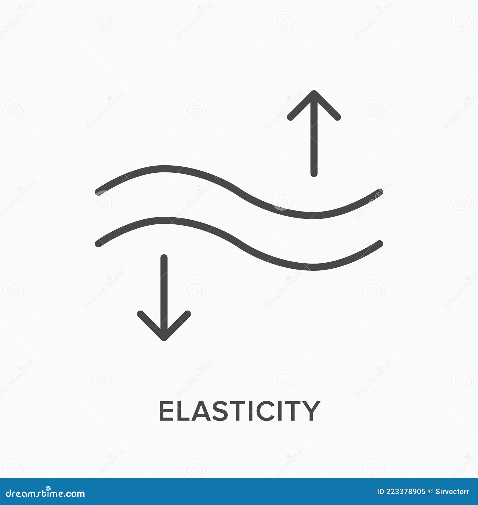 elasticity flat line icon.  outline  of flexible surface. black thin linear pictogram for flexibility