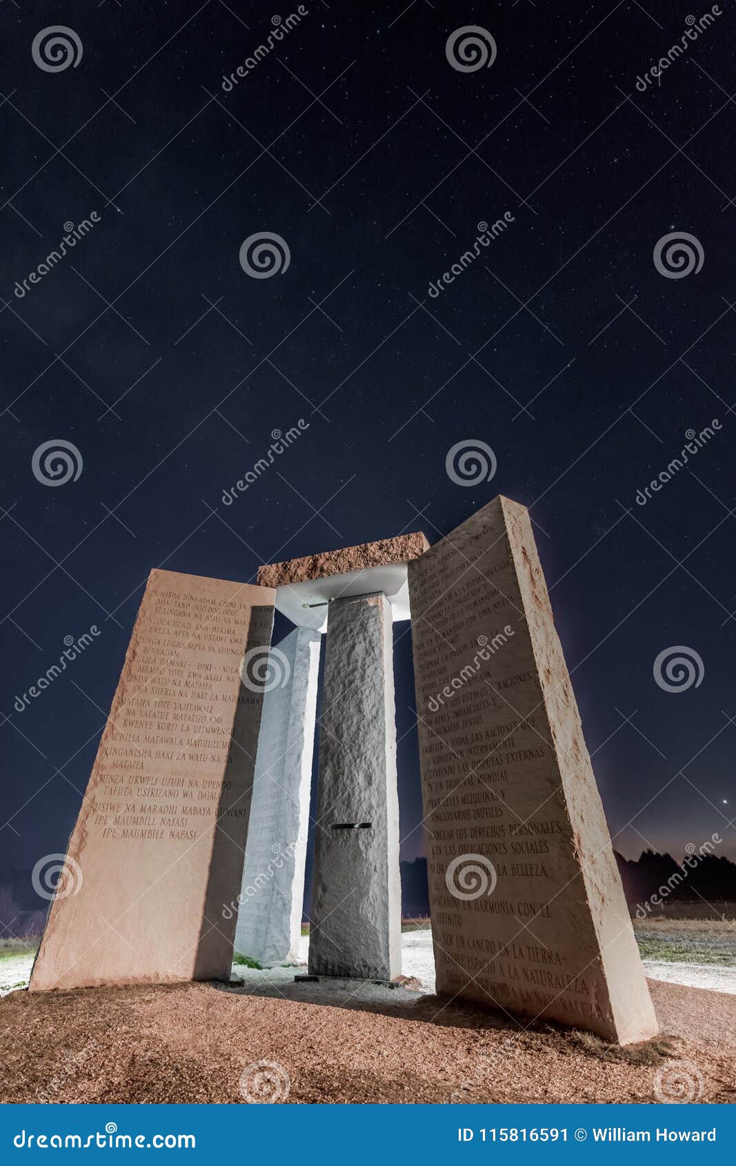 Georgia Guidestones At Night Editorial Photo Image Of Principles April 115816591