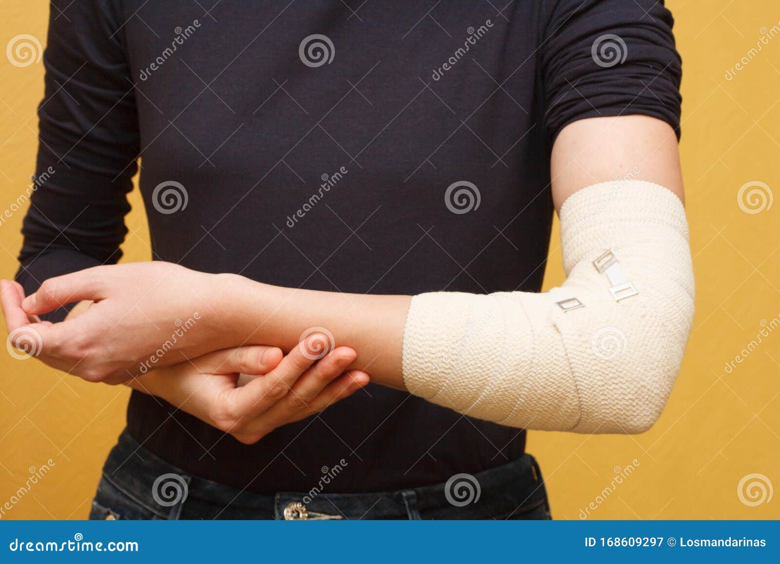 Elbow Injury Medical Bandage Stock Image - Image of body, hurt: 168609297
