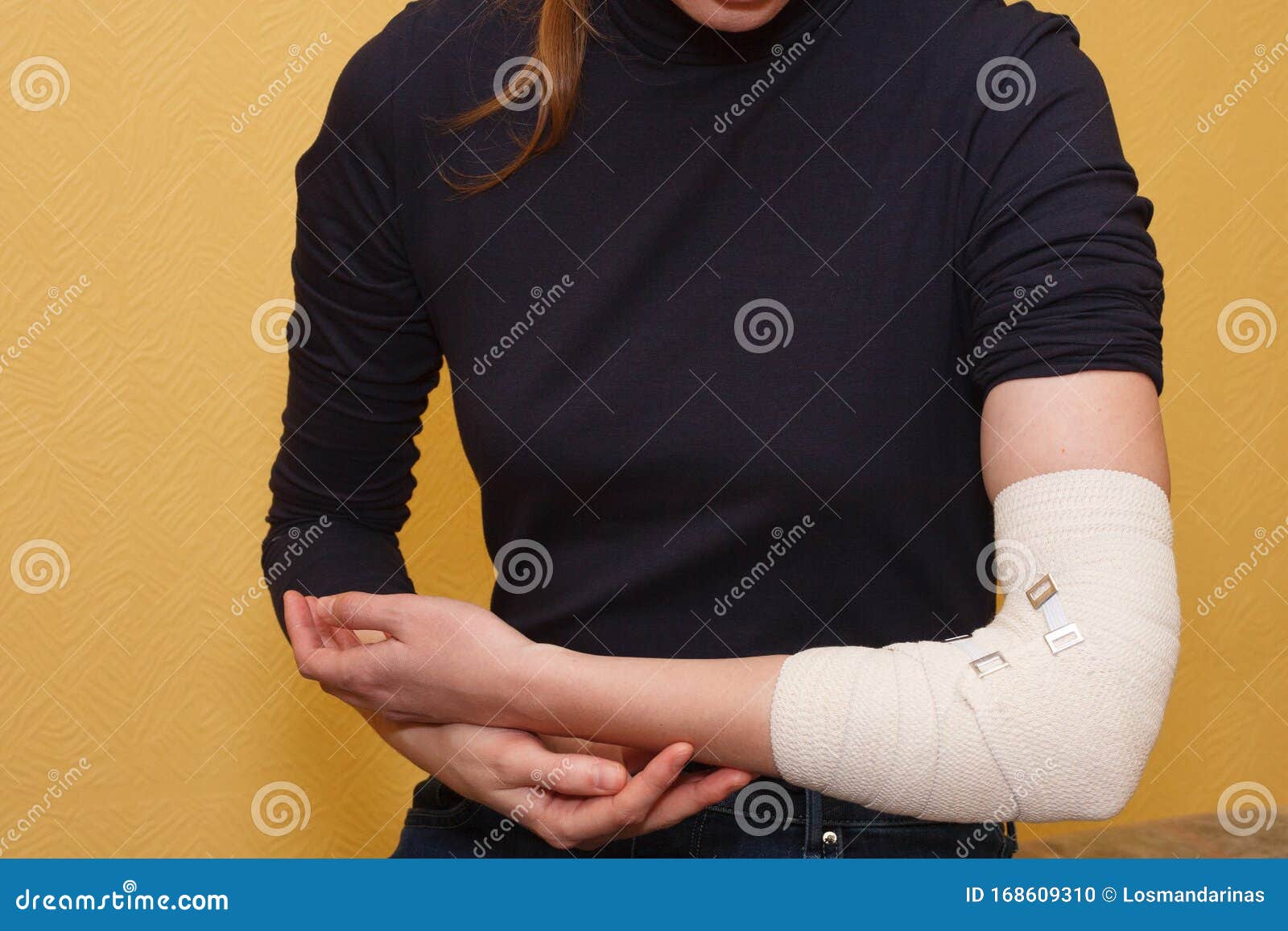 Elbow Injury Medical Bandage Stock Photo - Image of accident, joint