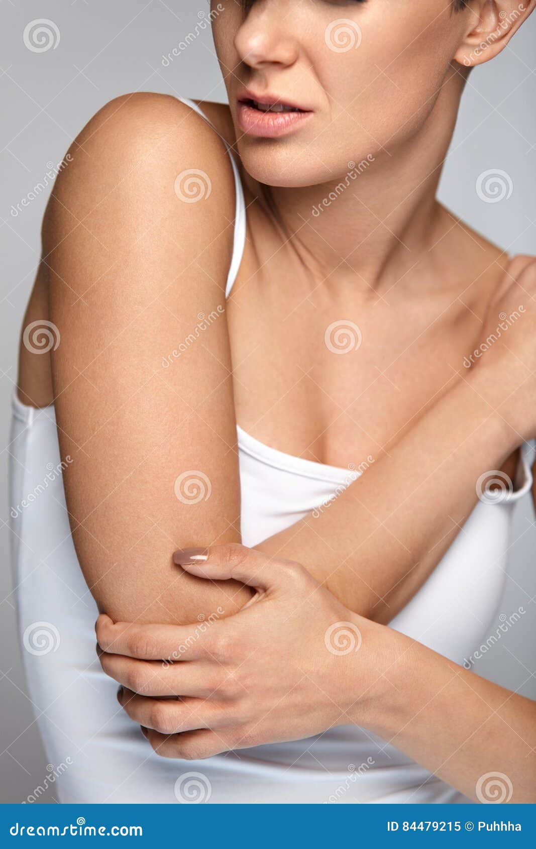 Elbow Pain. Closeup Beautiful Female Body with Pain in Arms Stock Image -  Image of issue, injury: 84479215