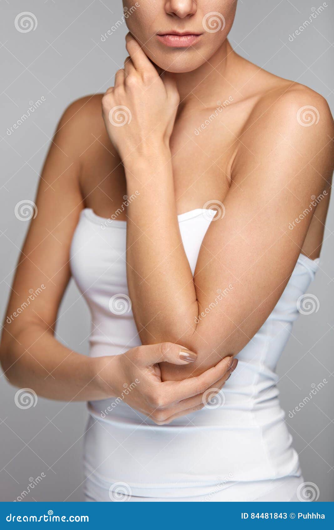 Elbow Pain. Closeup Beautiful Female Body with Pain in Arms Stock Image -  Image of illness, indoors: 84481843