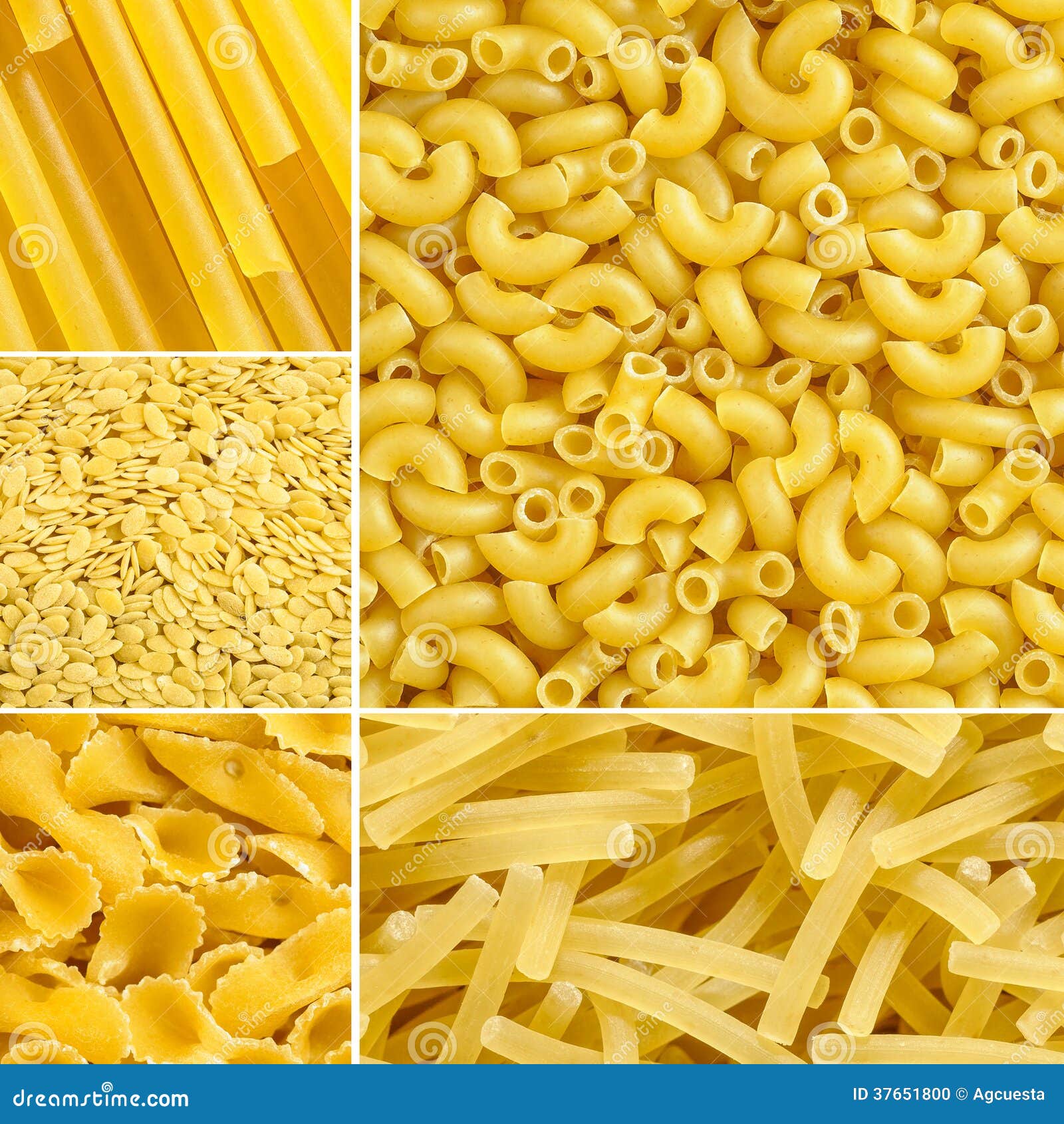 Elbow, Spaghetti, Farfalle, Noodle Pasta Collage Stock Photo - Image