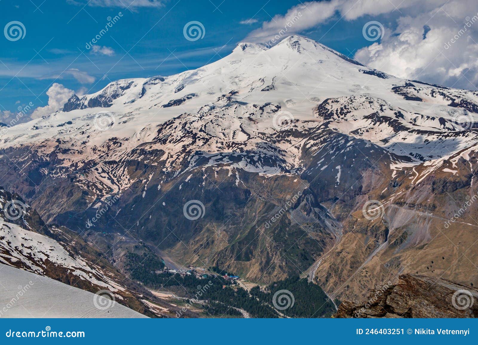 elbrus and polyana azau. view from cheget mountain.