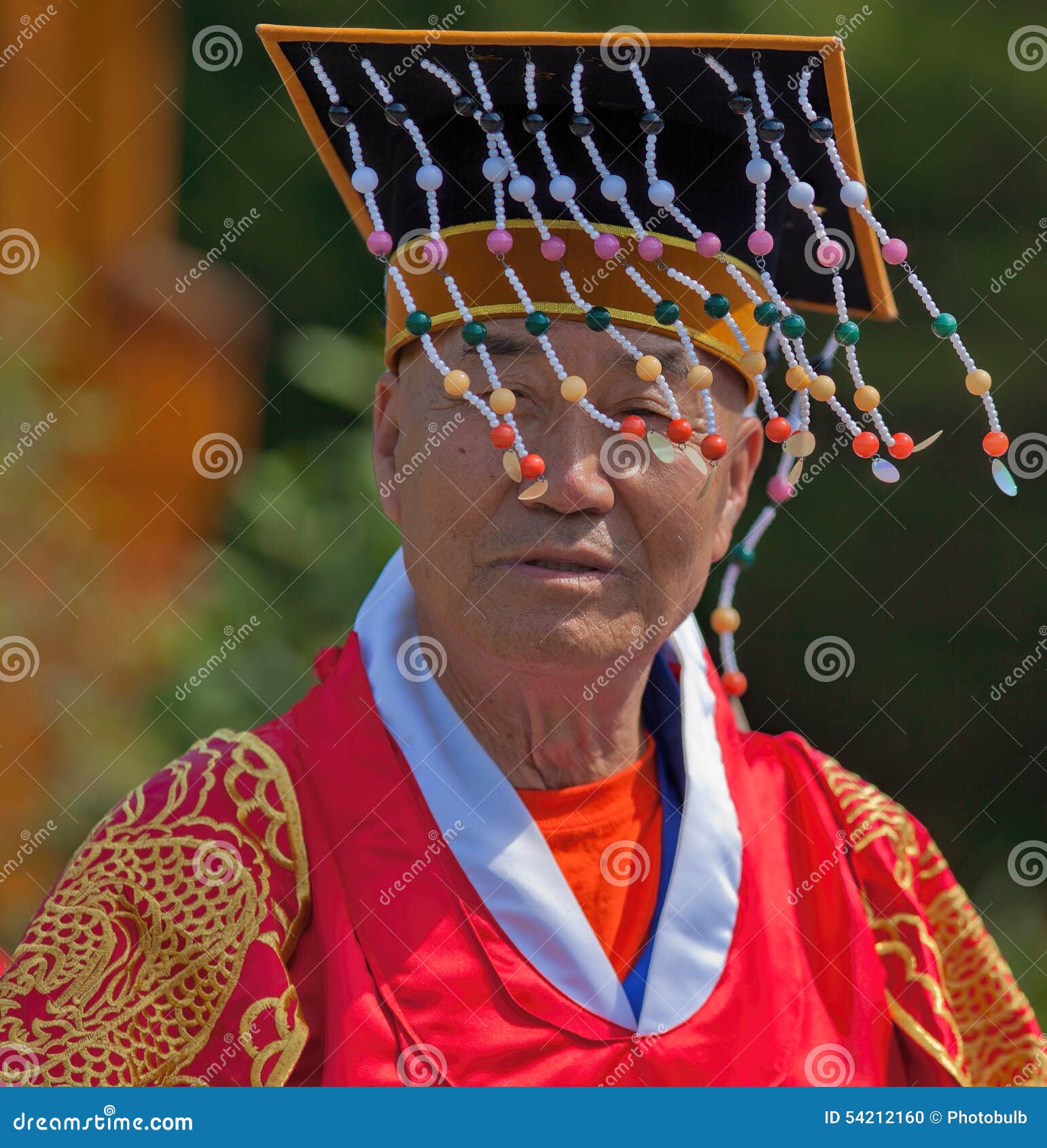 Elder Korean Man In Full Costume At Cultural Celebration Editorial