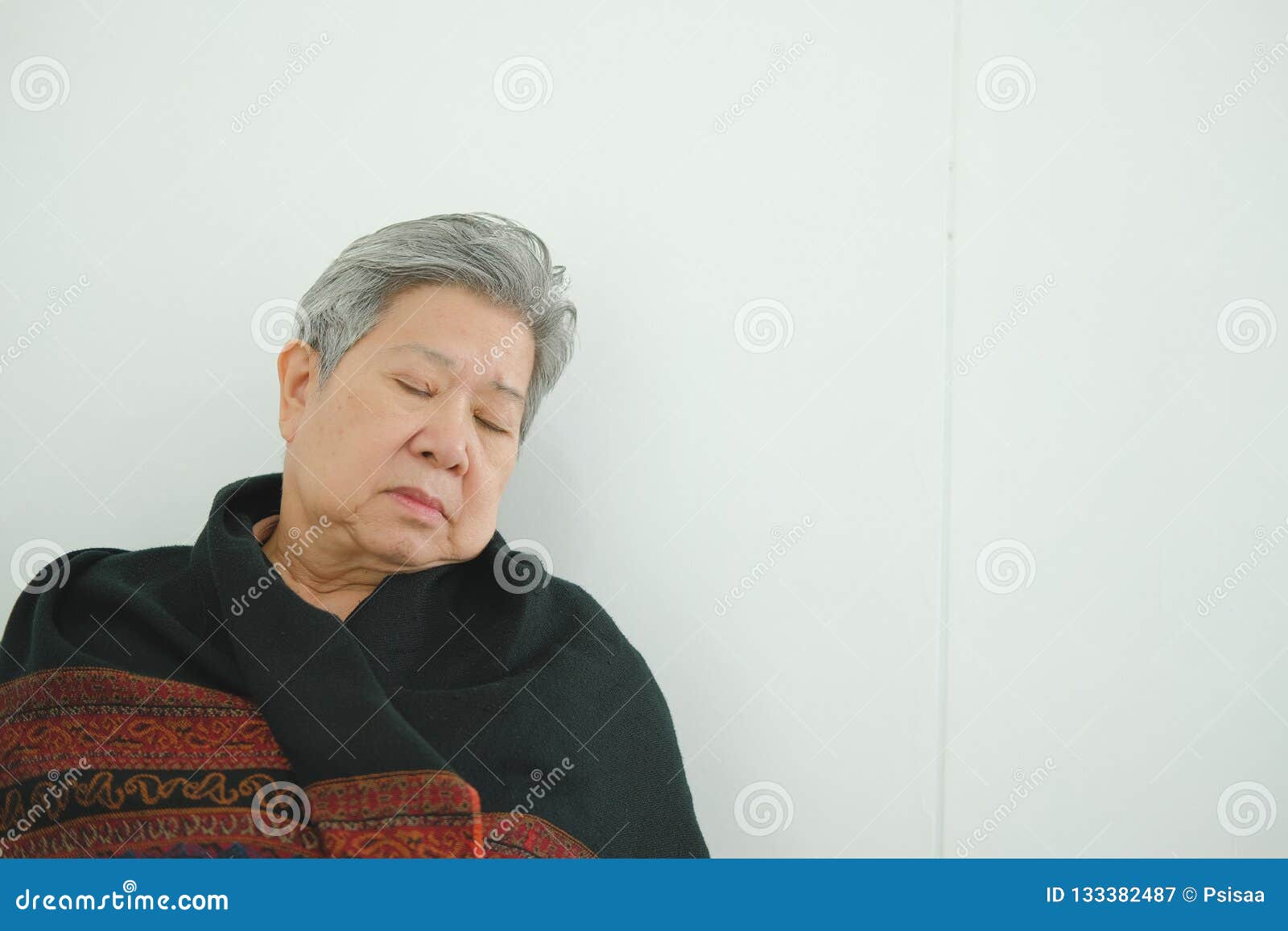 elder woman taking a nap. asian elderly senior napping sleeping