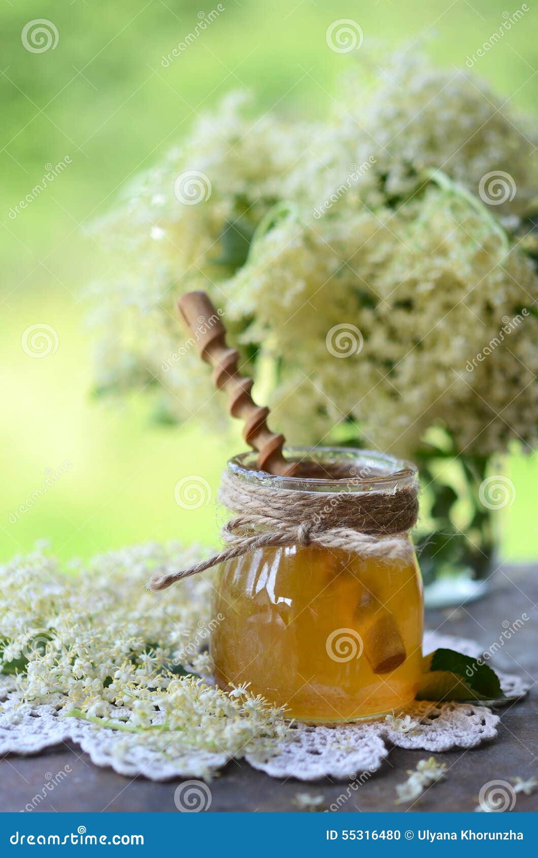 elderflower honey in jar