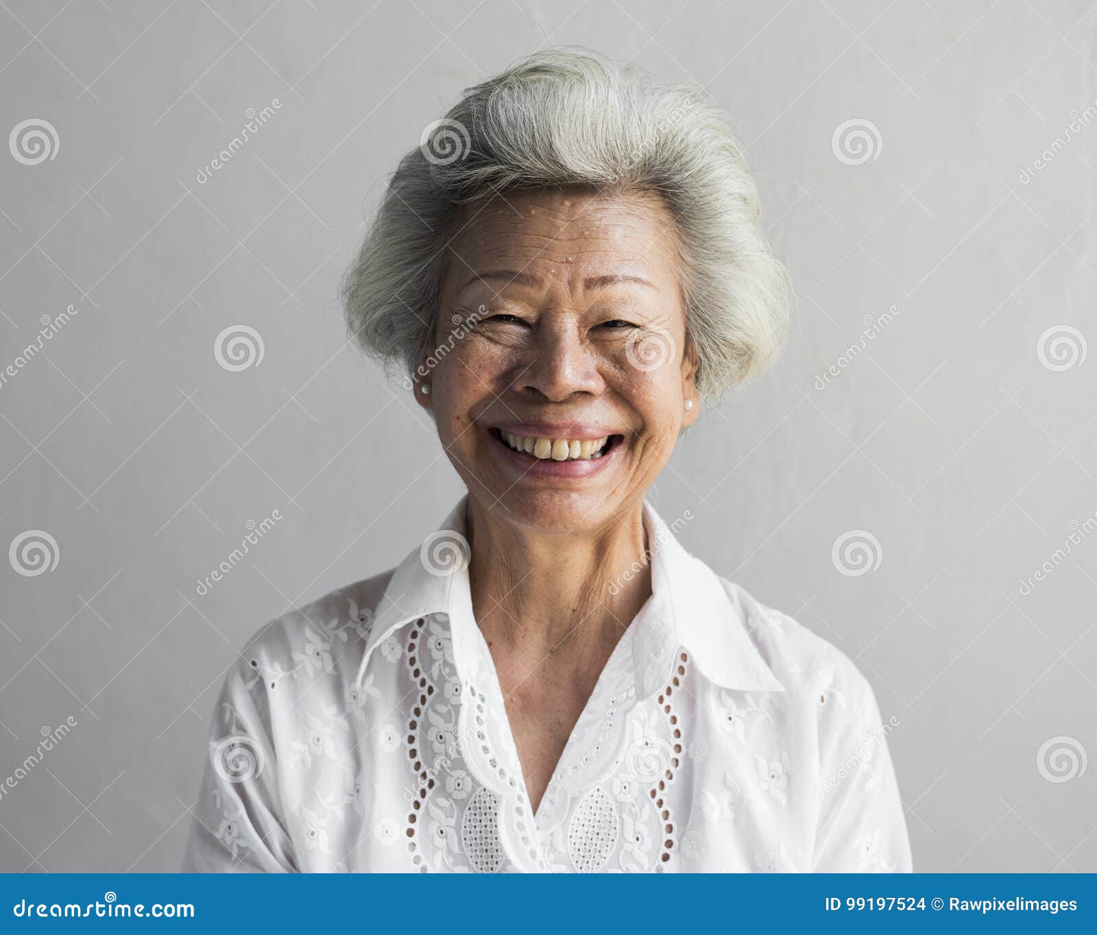 elderly asian woman smiling face expression portrait