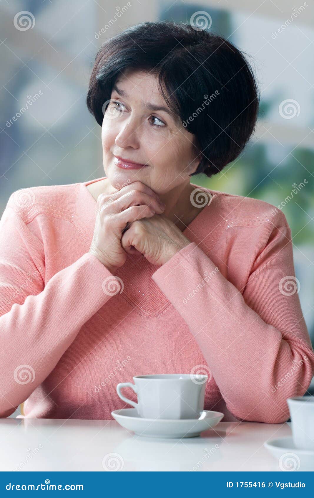 Elderly Attractive Woman Drinking a Coffee Stock Photo Image of