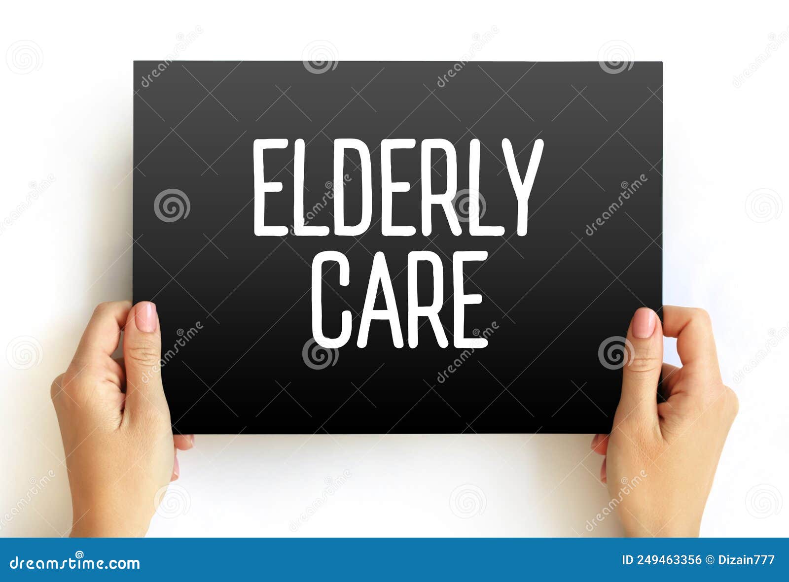 elderly care - eldercare serves the needs and requirements of senior citizens, text concept on card