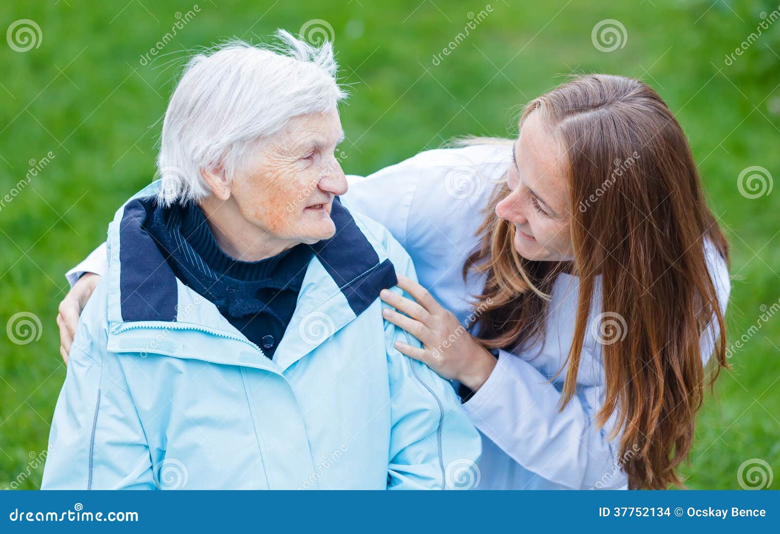 Elderly care. Portrait of elderly women and her caregiver