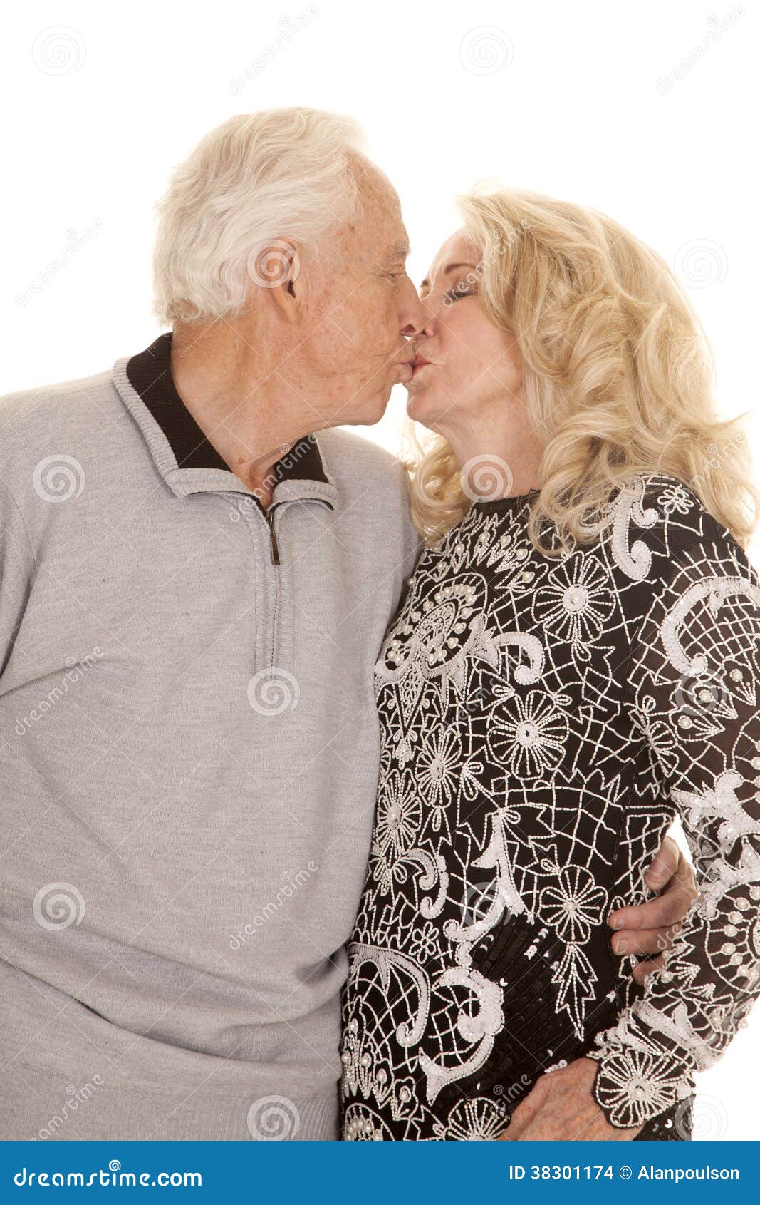 Elderly Couple Kissing