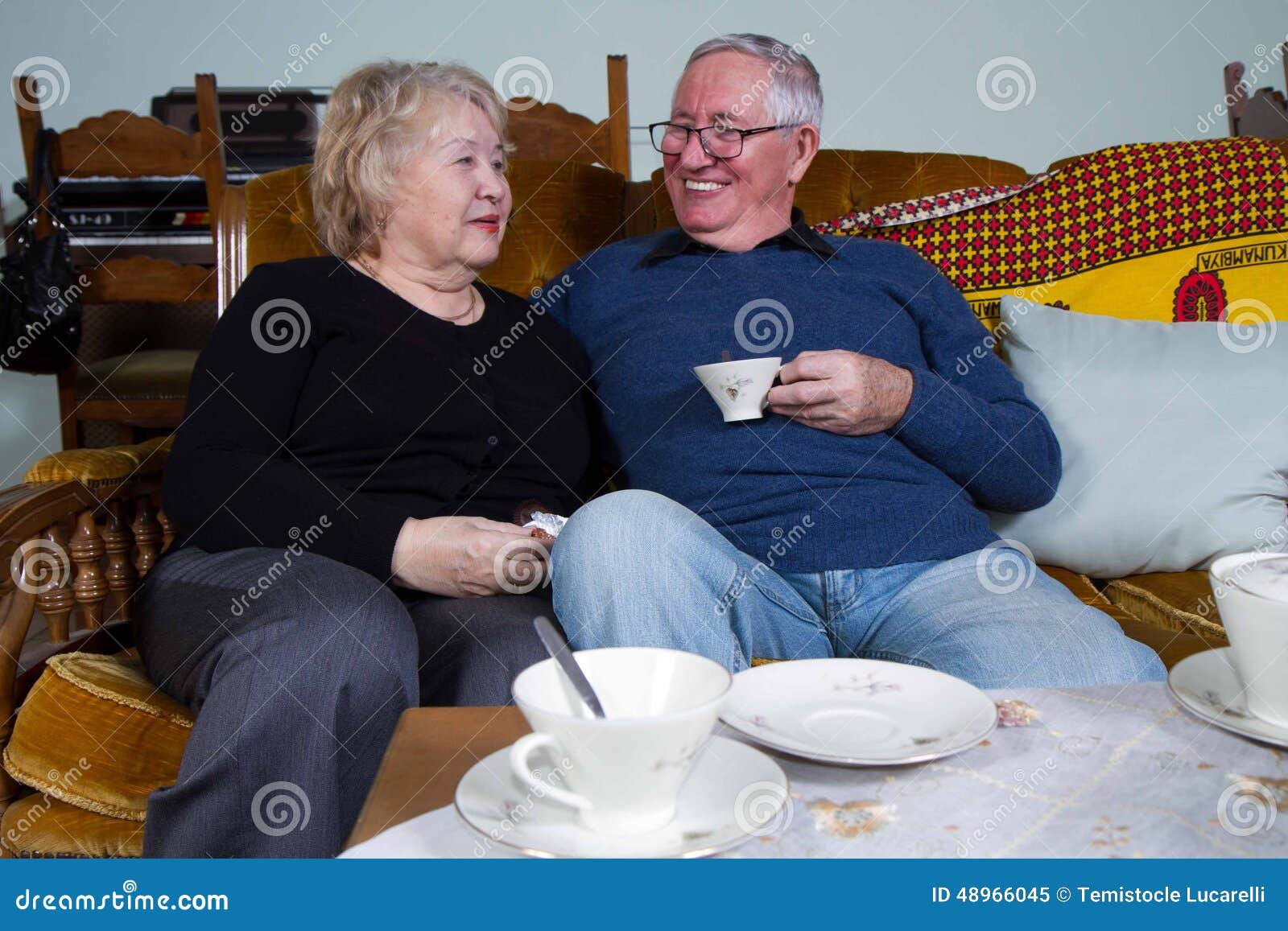 Elderly Couple Drinking Coffee Stock Image Image of beautiful, adult