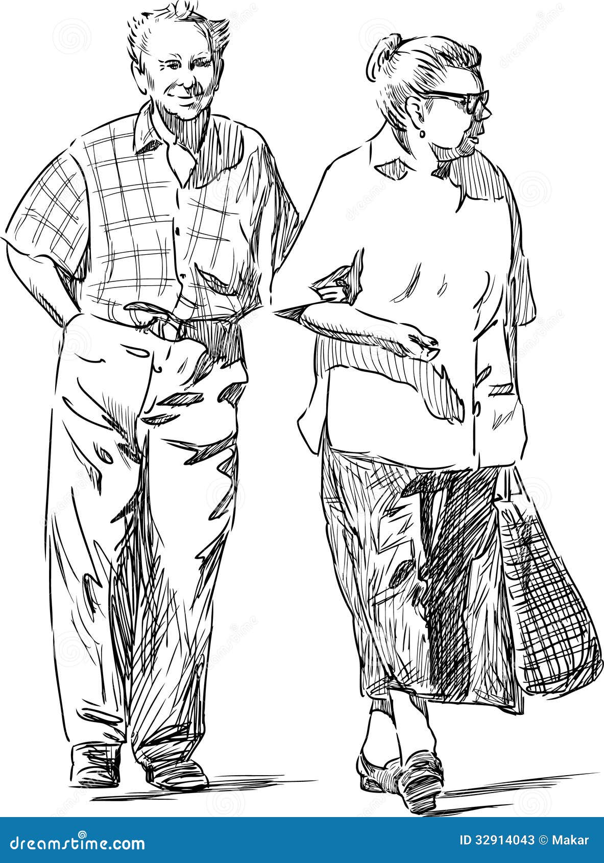 Handmade Custom Pencil Sketch of old couple on A3 sheet