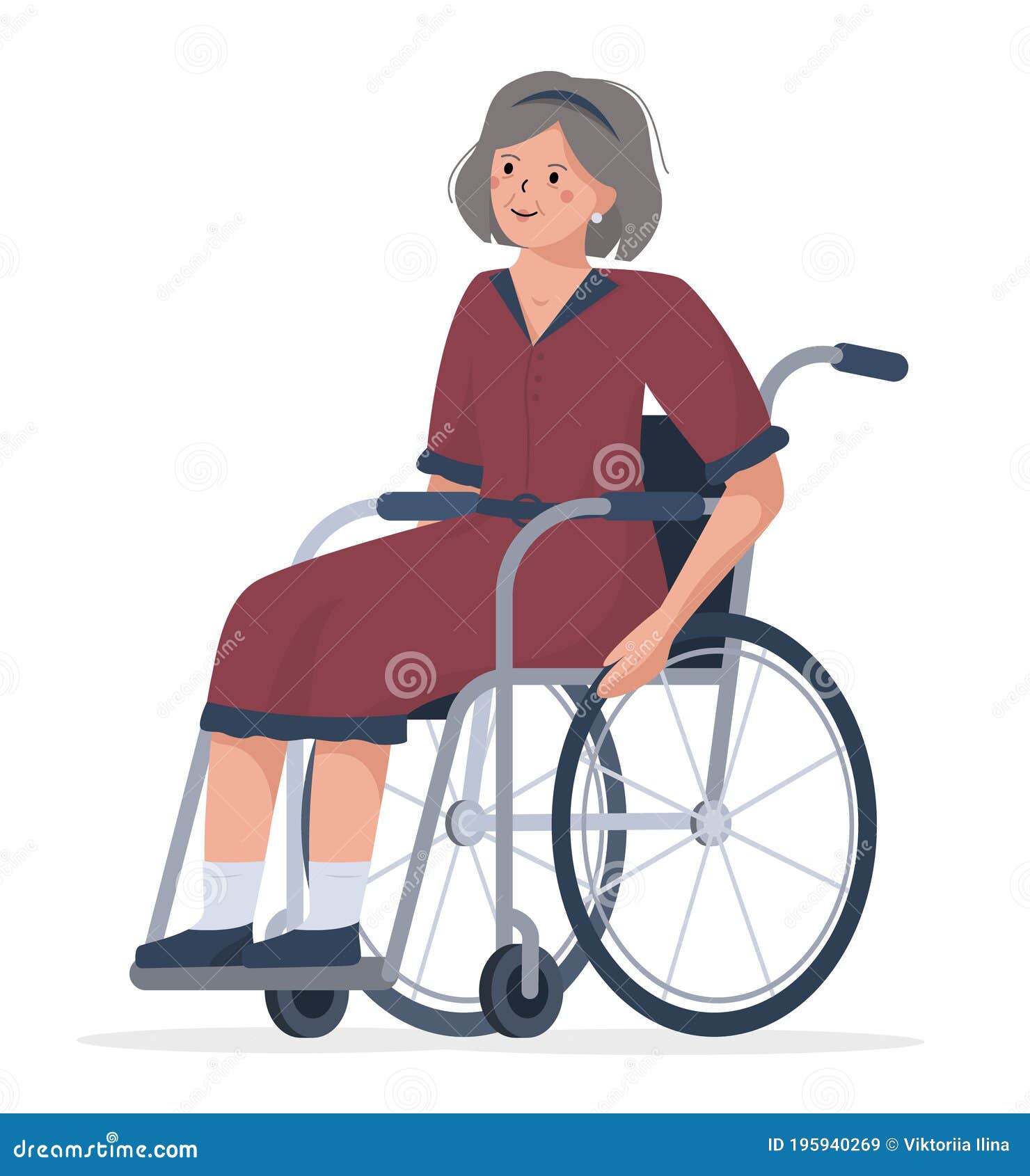 An Elderly Disabled Woman in a Wheelchair Stock Vector - Illustration ...