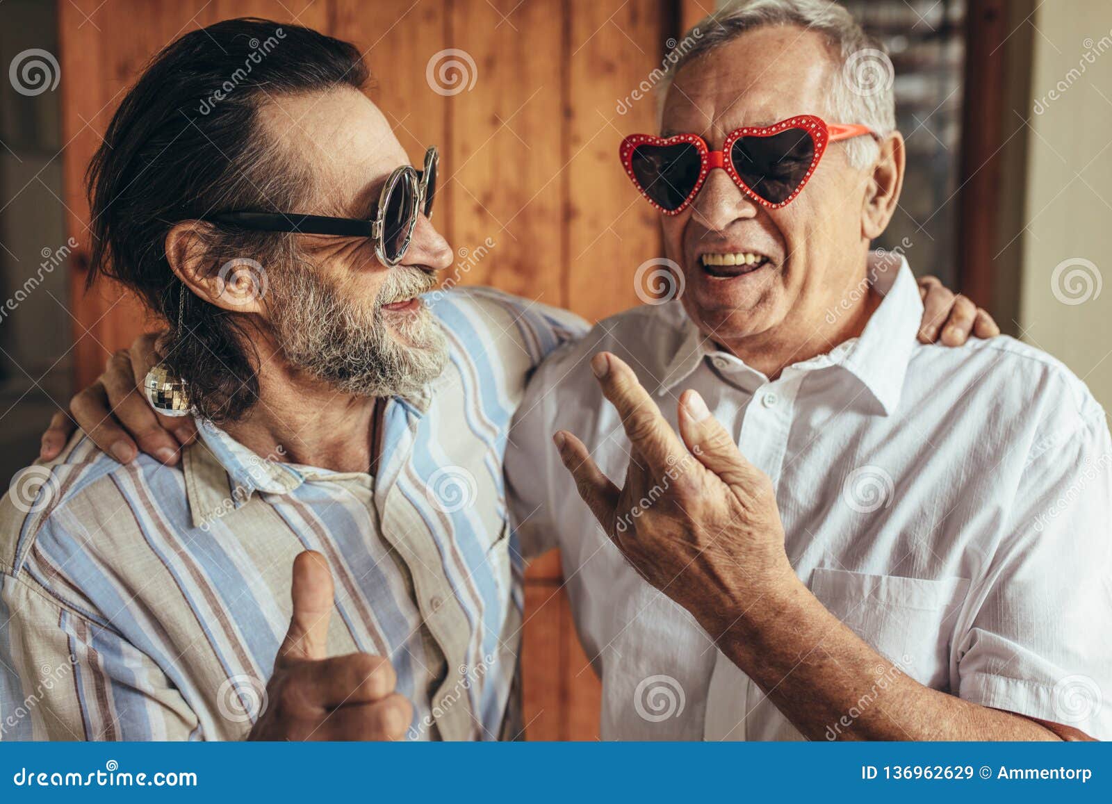 Elderly Friends with Crazy Eyewear Having Fun Stock Image - Image of beard,  gray: 136962629