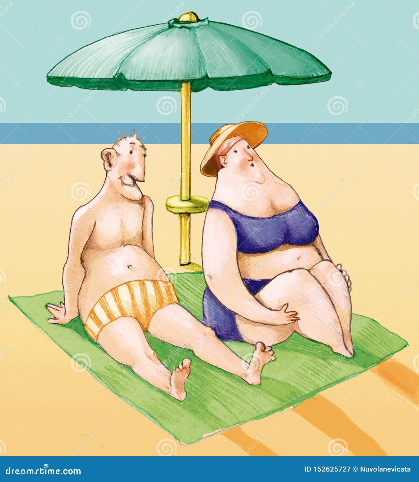elderly funny couple catches the sun