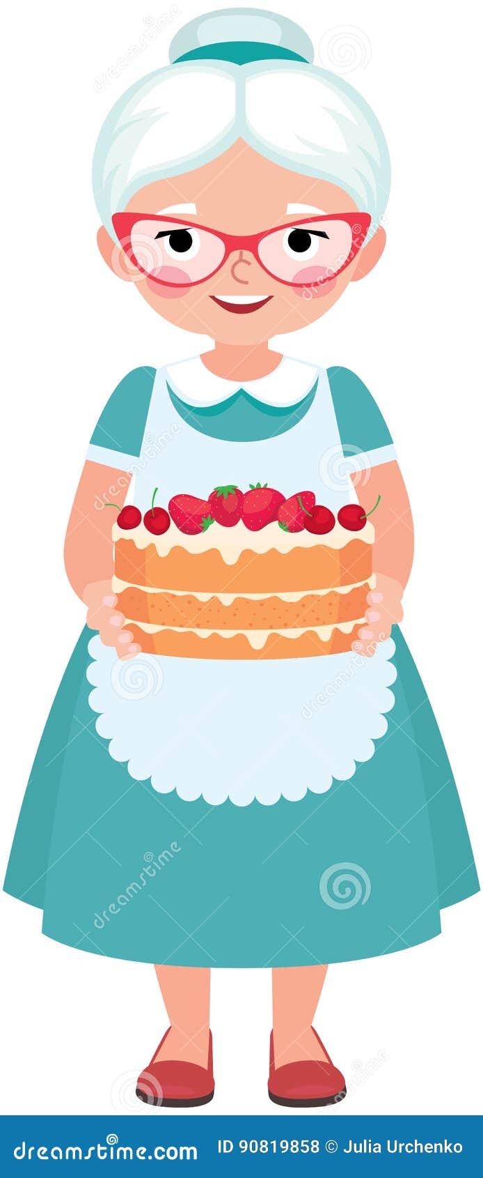 Download Elderly Housewife Grandmother Wearing Glasses And Apron ...