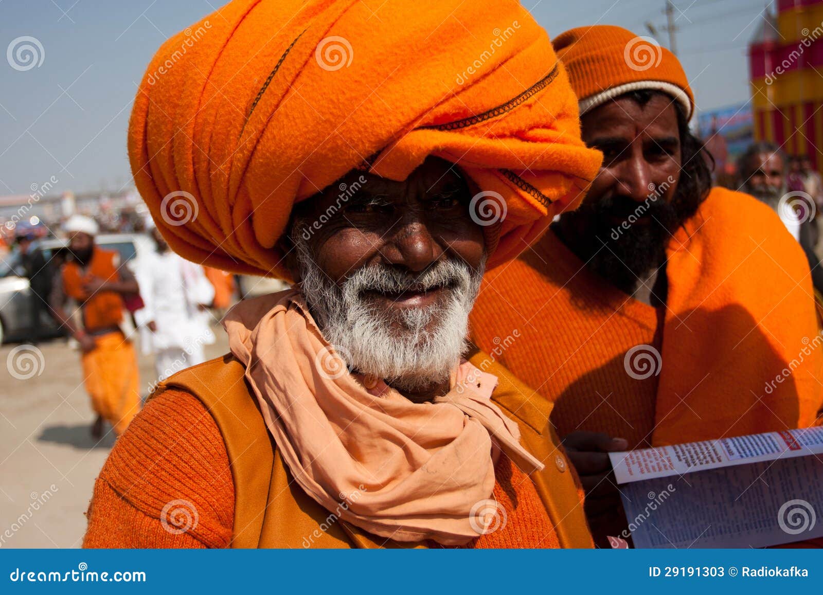 Elderly Indian Pilgrim in Orange Turban Editorial Stock Photo Image