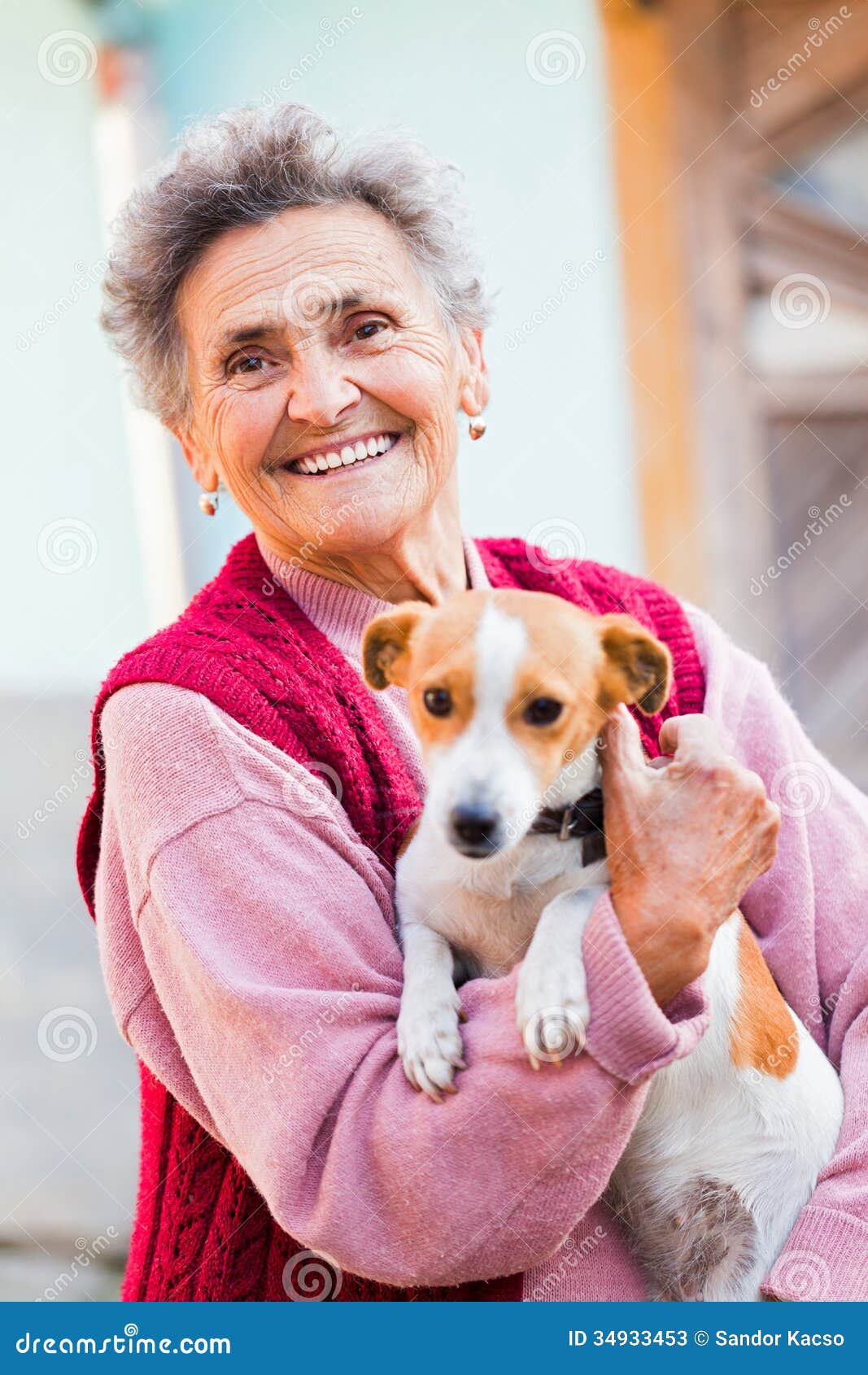 elderly lady with pet