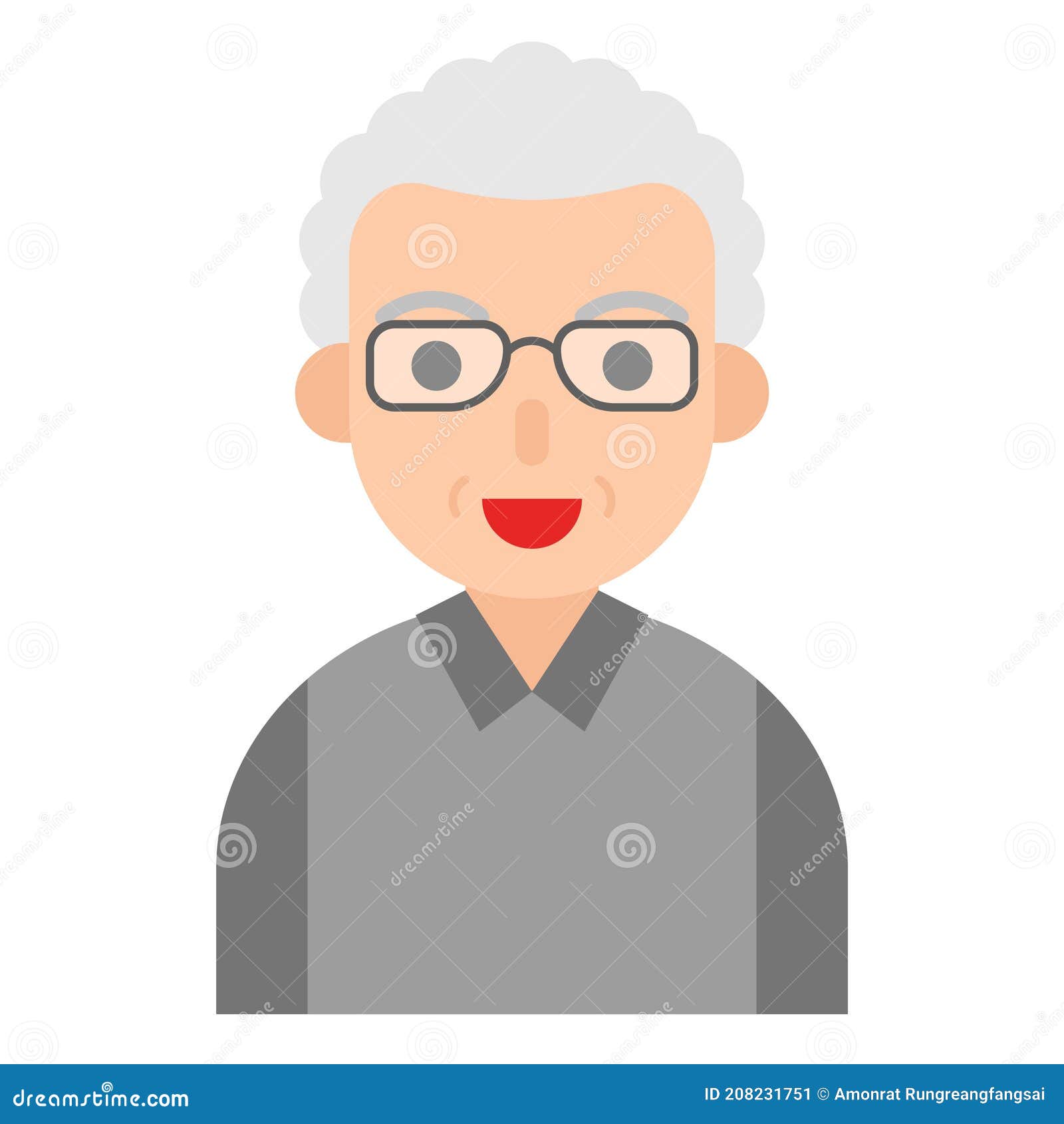 Elderly Man Avatar Flat Icon Vector Illustration Stock Vector   Illustration of cartoon icon 208231751
