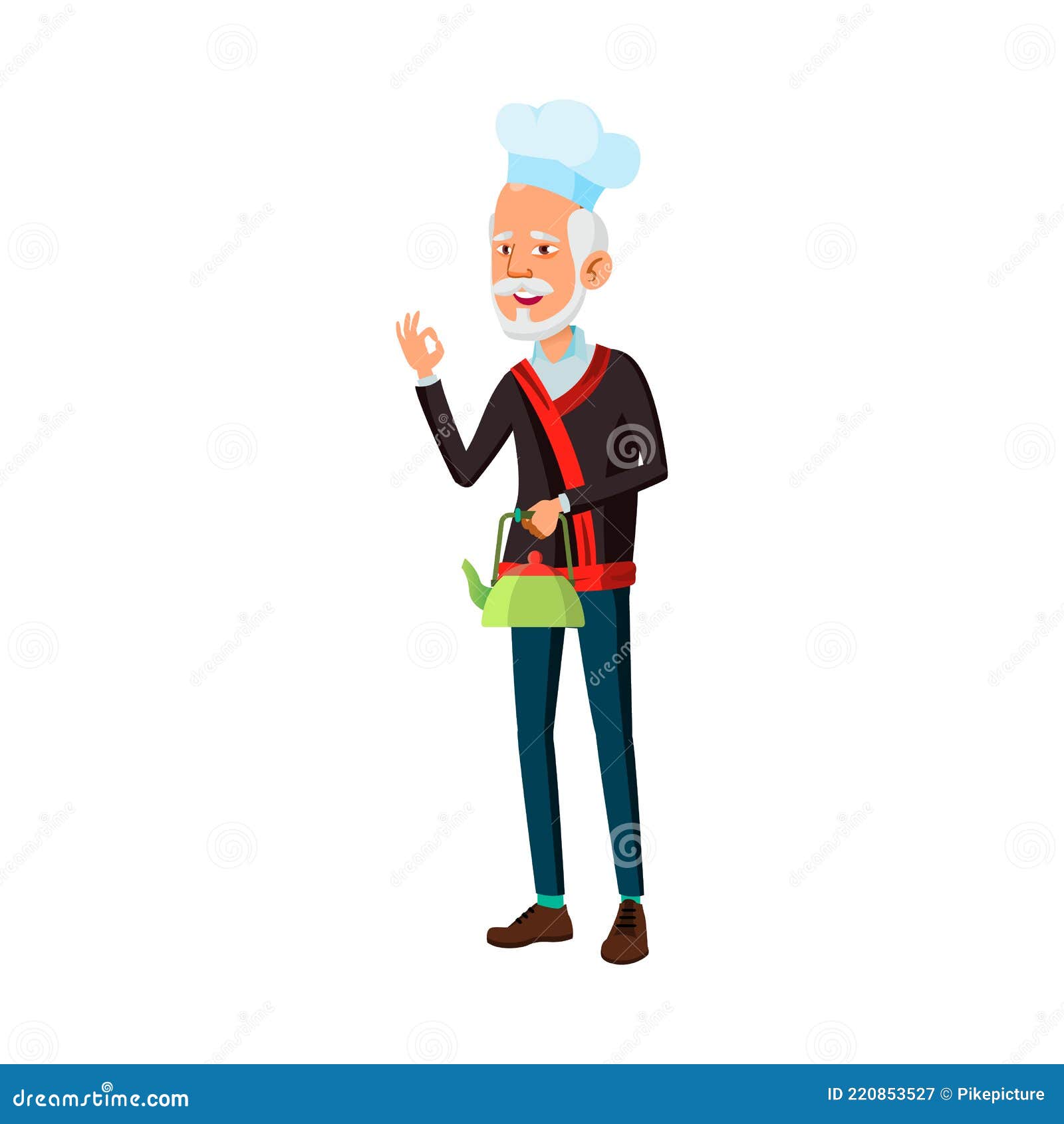 Elderly Man Chef Offering Tasty Tea To Restaurant Guest Cartoon Vector  Stock Vector - Illustration of people, character: 220853527
