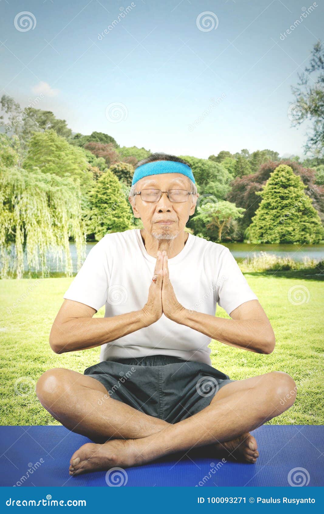 Elderly Man Doing Yoga in the Park Stock Image Image of indoor