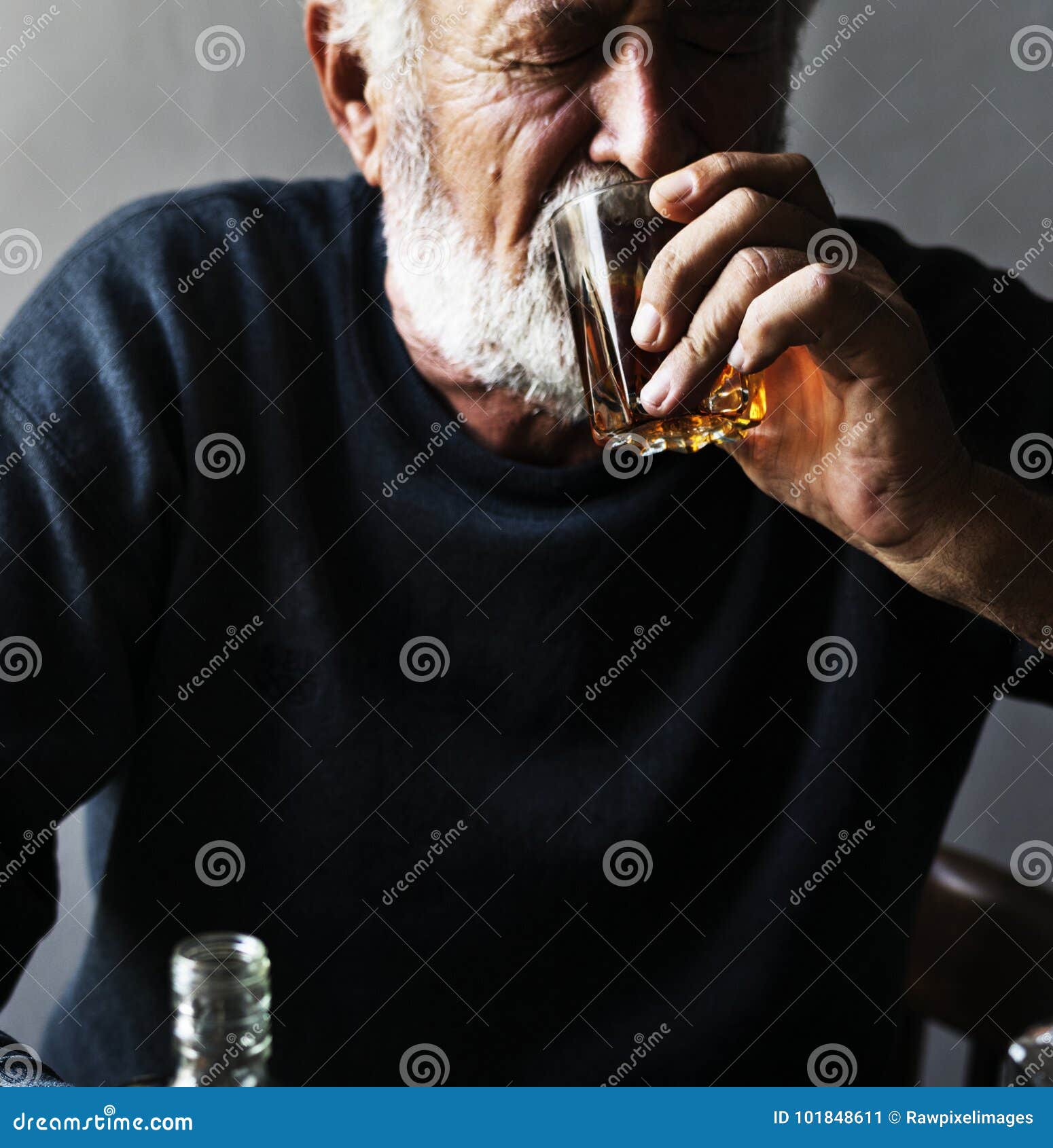 Elderly Man Drinking Alcohol Stock Image Image of concept, bottles 101848611