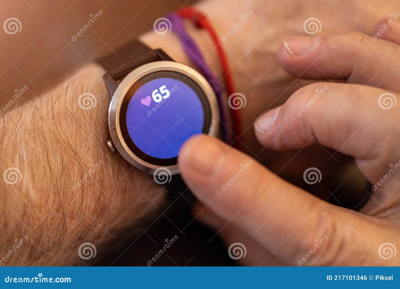 Elderly Man Hand and the Smartwatch Stock Photo Image of monitoring