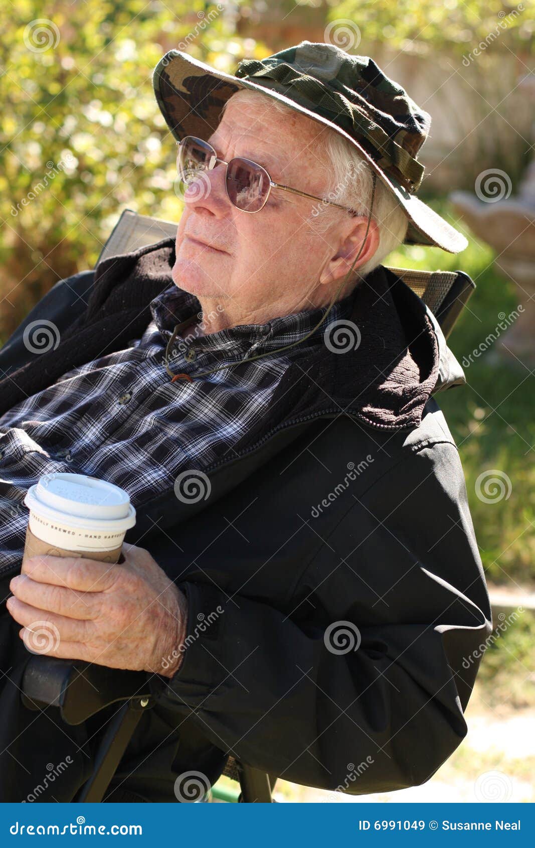 Elderly Man Holds Coffee Cup Stock Image Image of aged, gramps 6991049