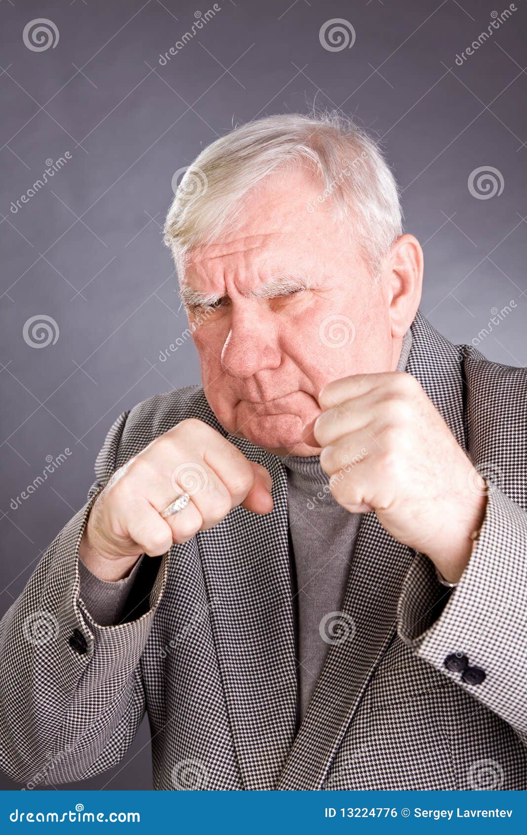 Elderly Man in a Pose of Boxer Stock Photo Image of defense, attack 13224776