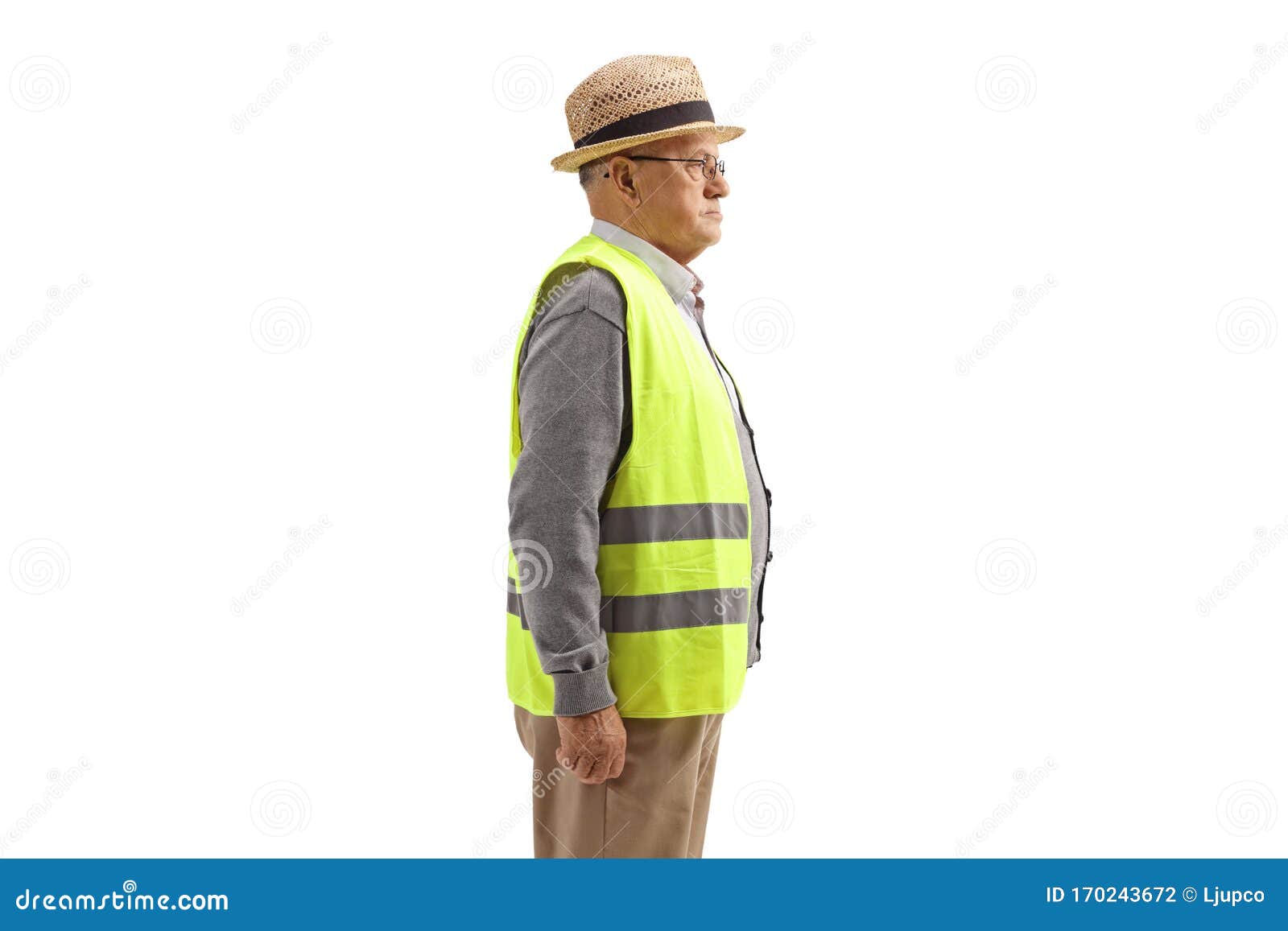 Elderly Man with a Safety Vest Standing Stock Photo Image of vest