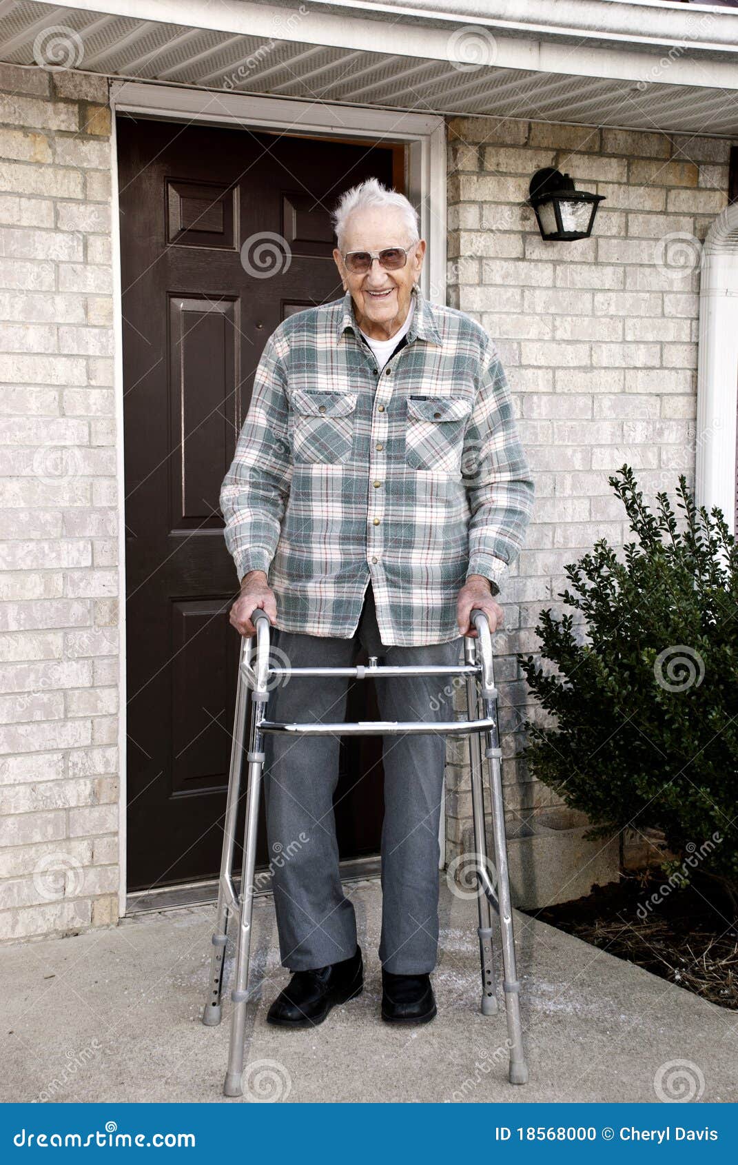 Elderly Man with Walker stock photo. Image of glasses - 18568000