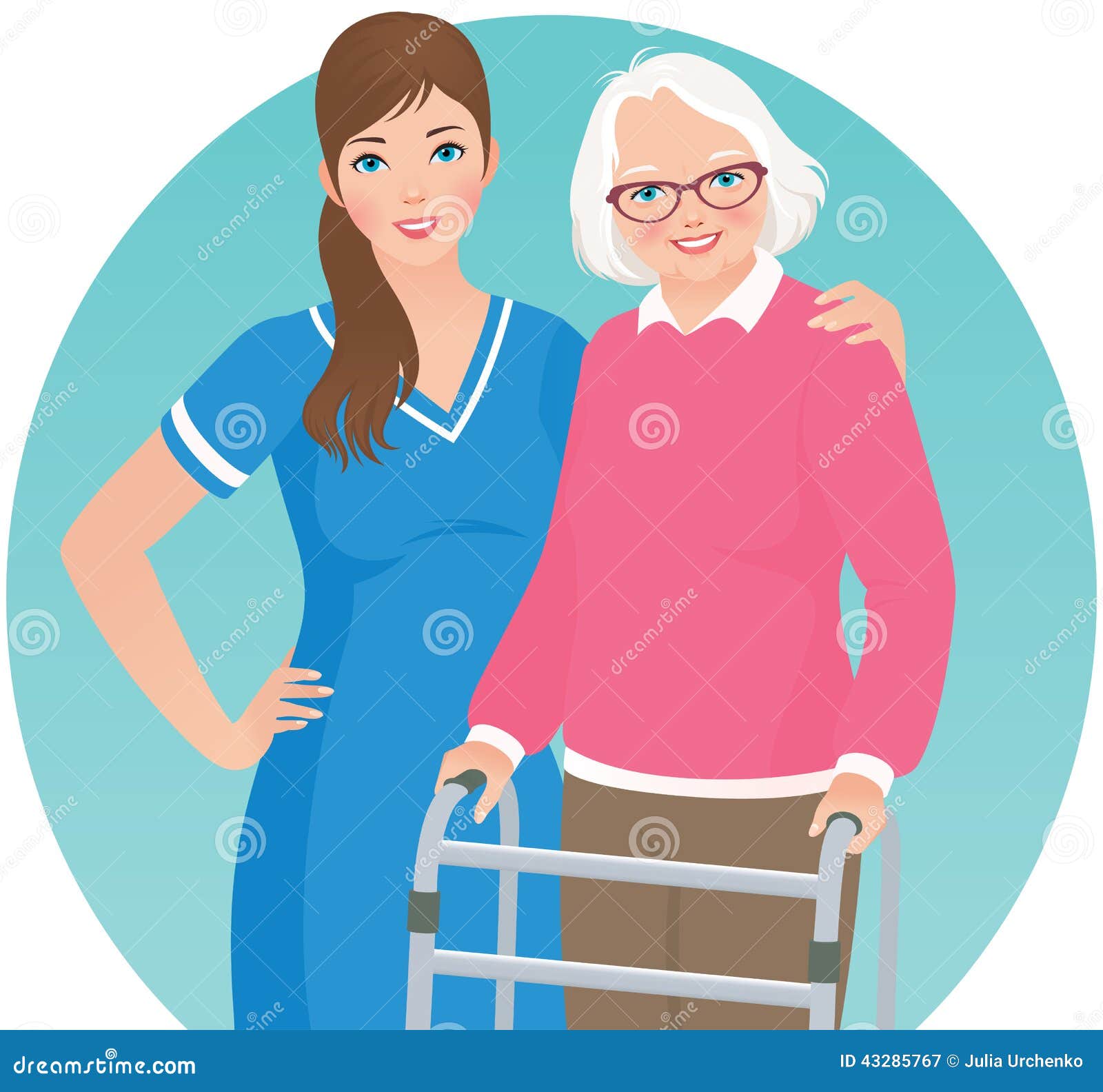 clipart helping elderly people