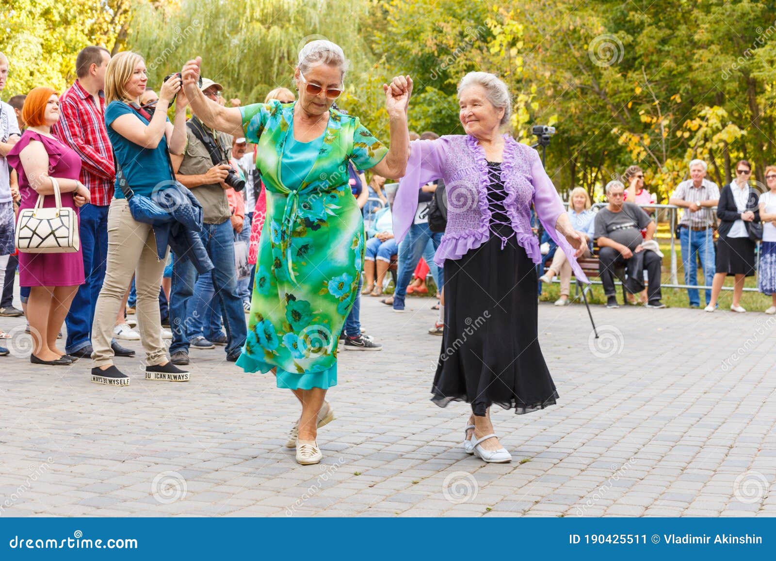 Elderly People are Dancing on the Dance Floor in the Park Editorial ...