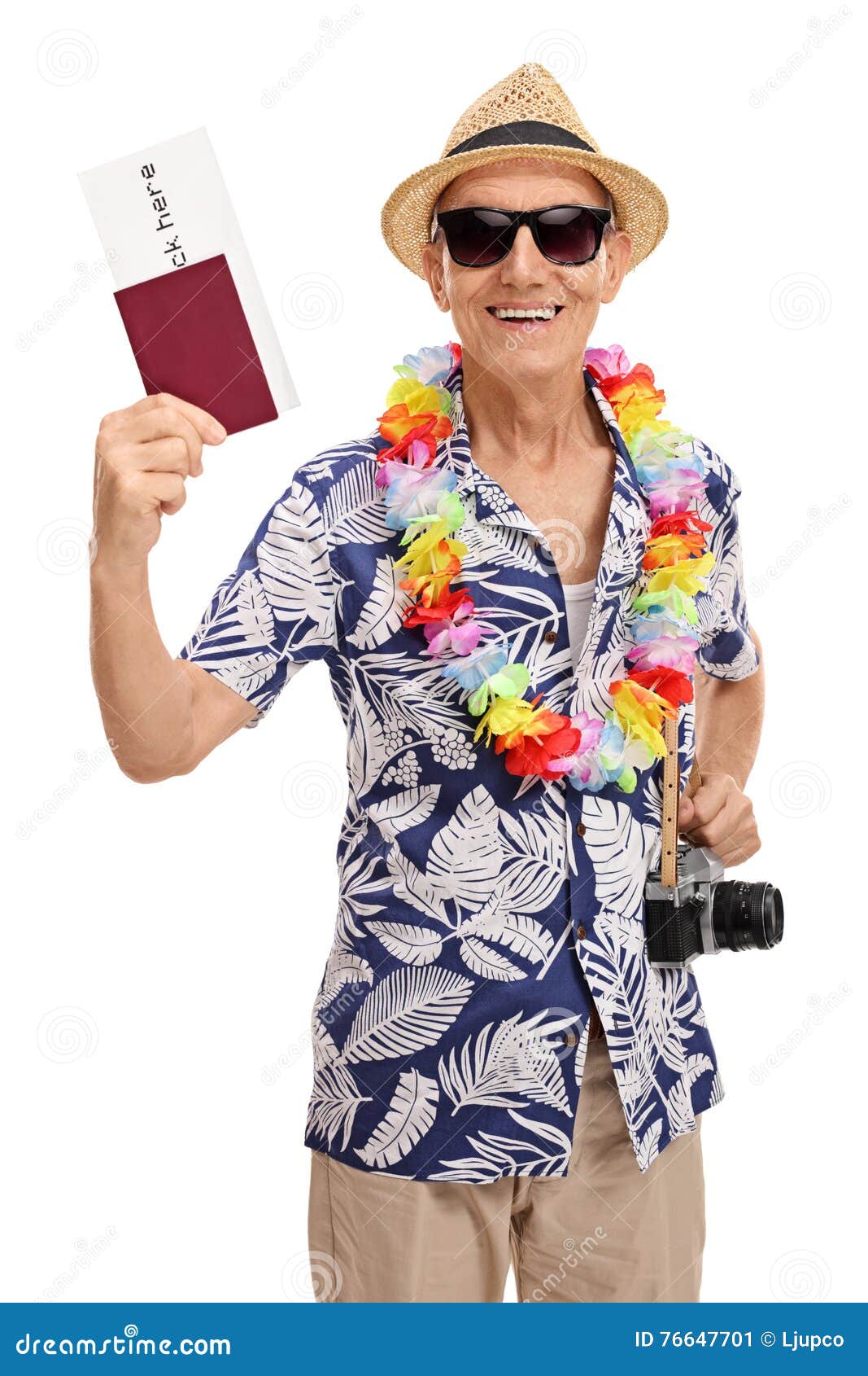 Elderly Tourist Holding a Passport and a Camera Stock Image - Image of ...