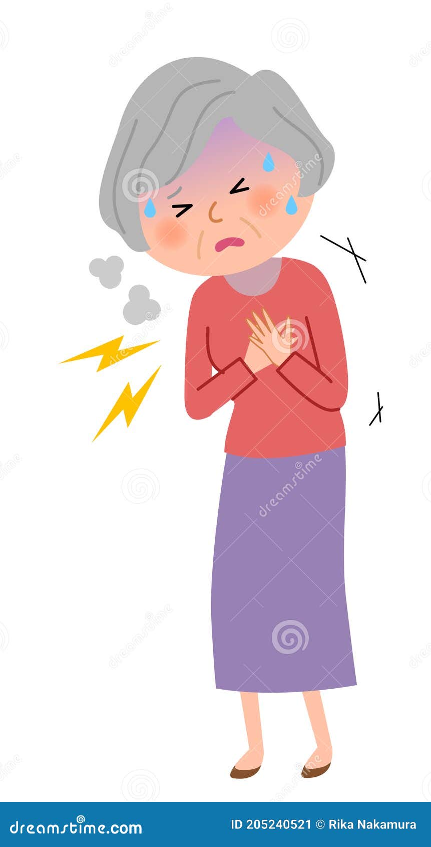 Elderly woman, Chest pain stock illustration. Illustration of aching 205240521