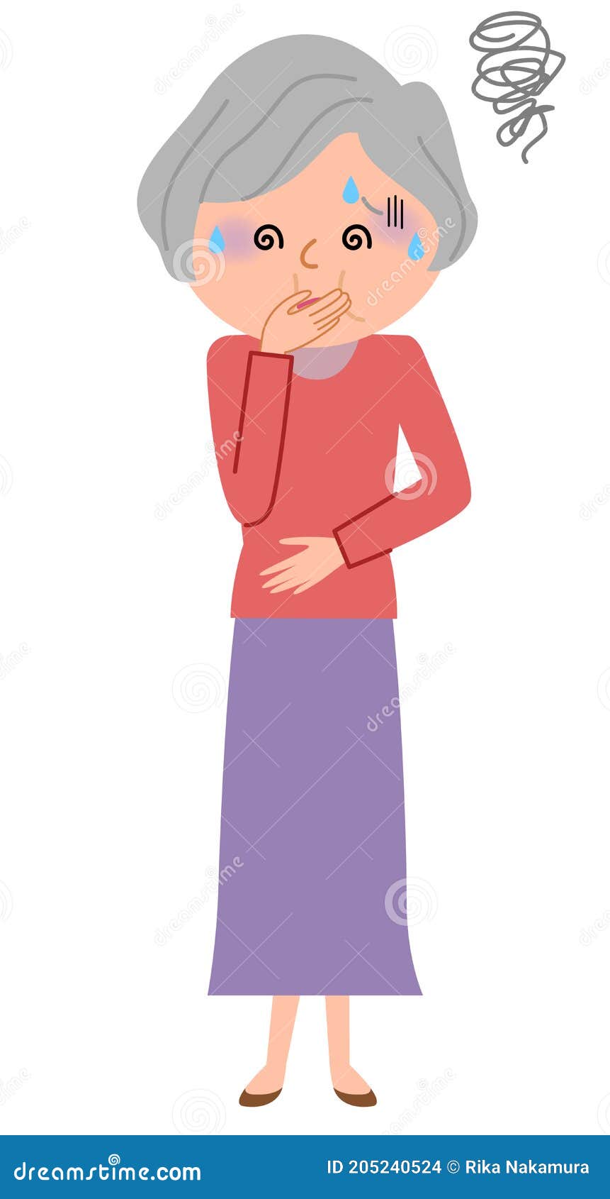 Elderly woman, Nausea stock vector. Illustration of retreat 205240524